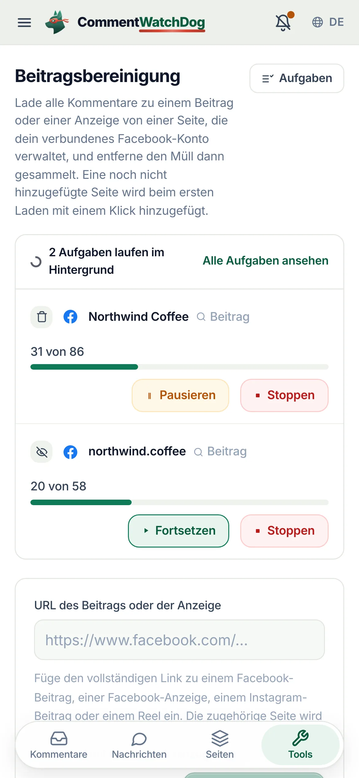 Dasselbe auf dem Handy.