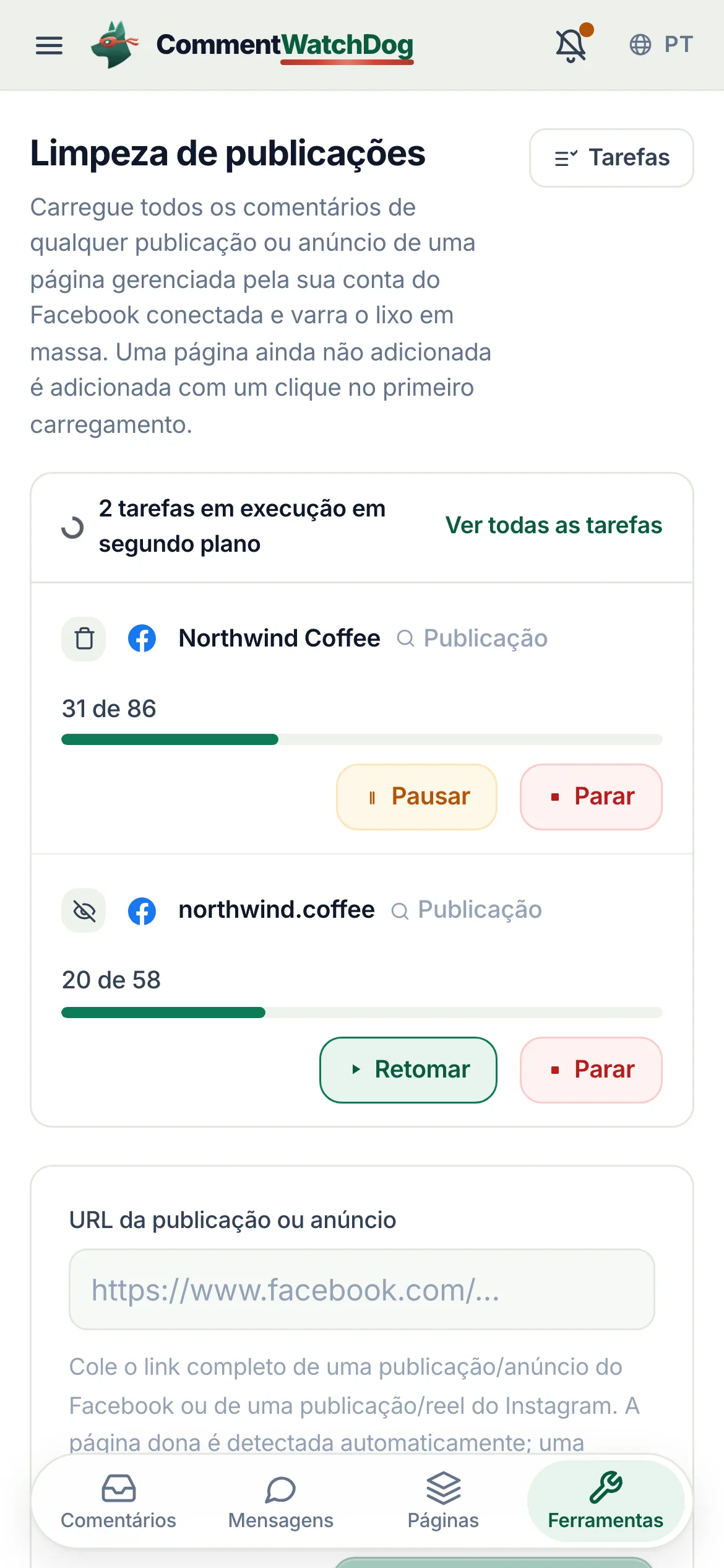 O mesmo em um celular.