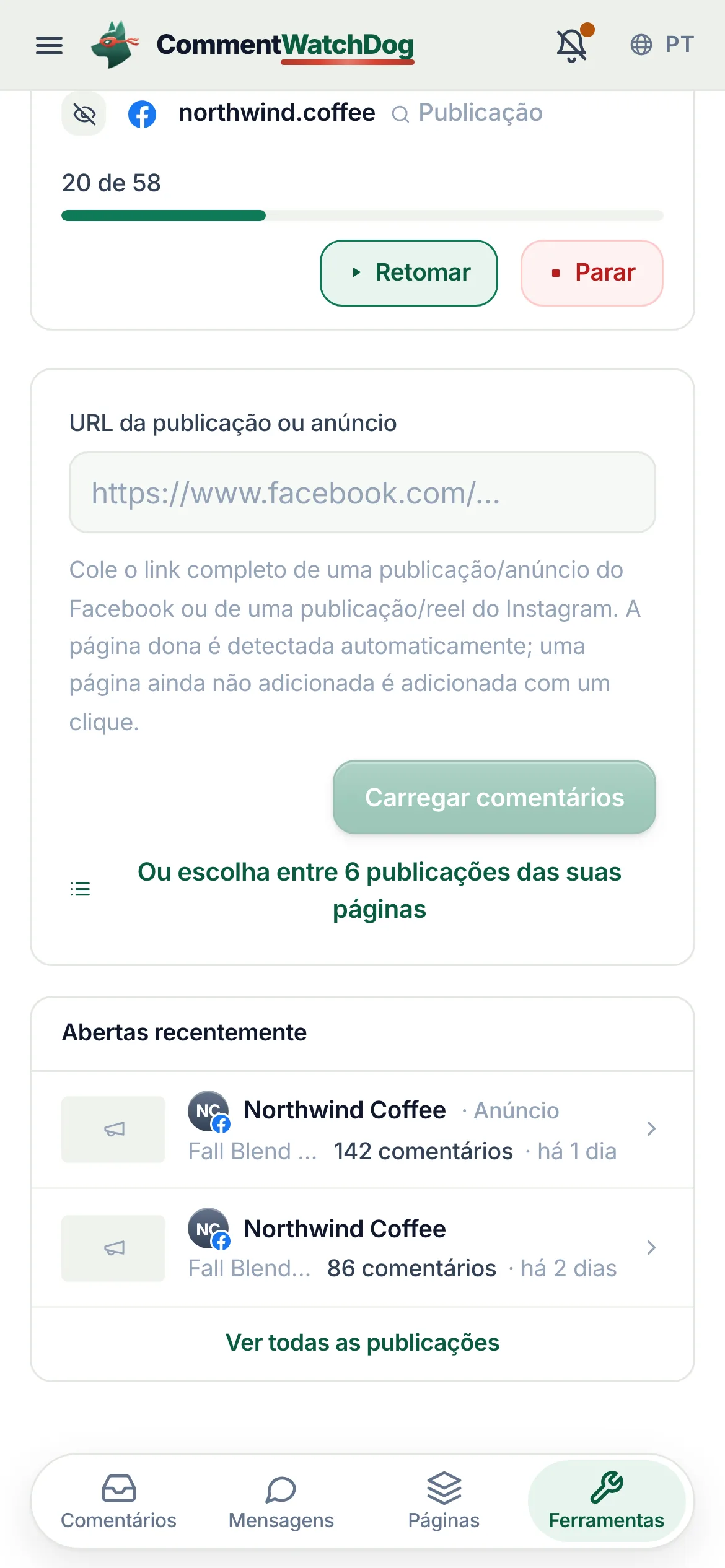 O mesmo em um celular.
