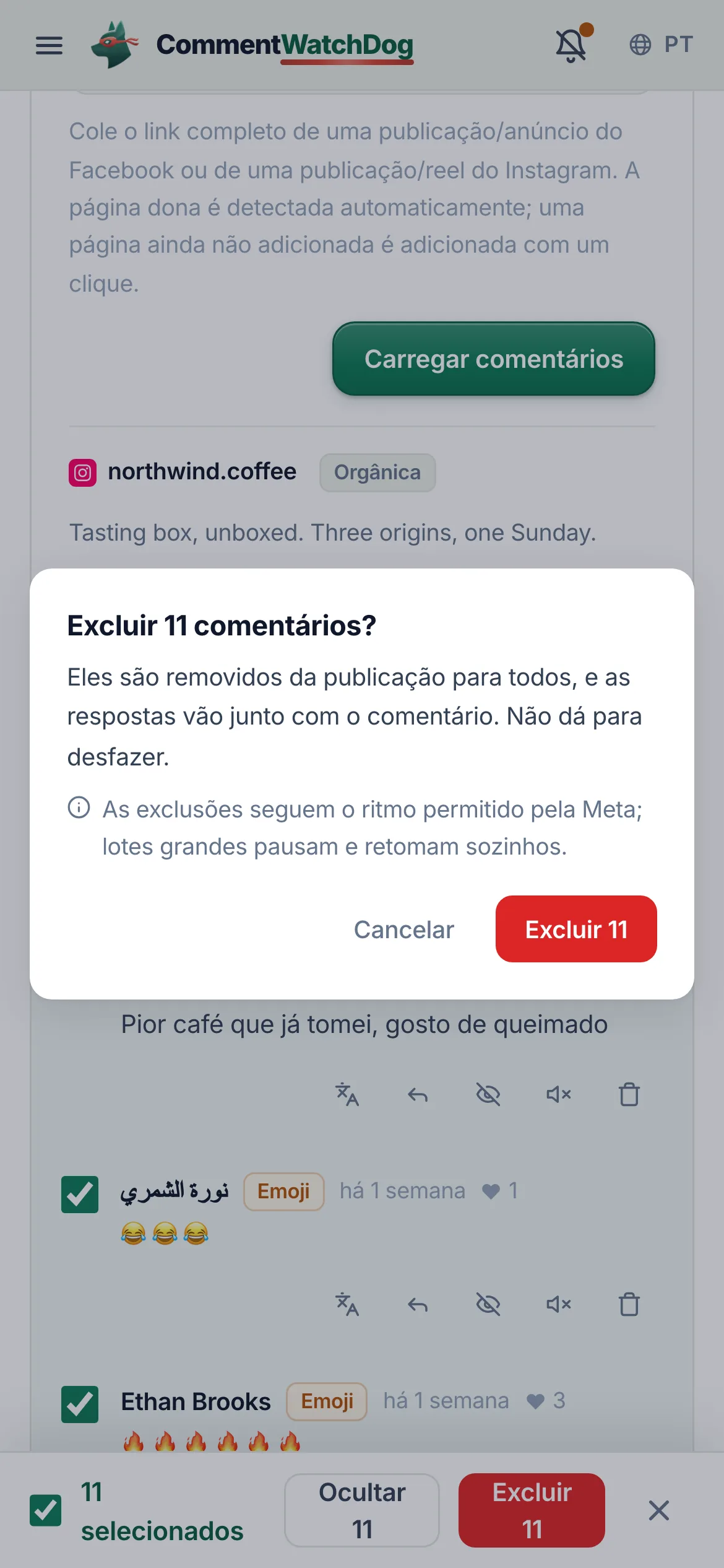 O mesmo em um celular.