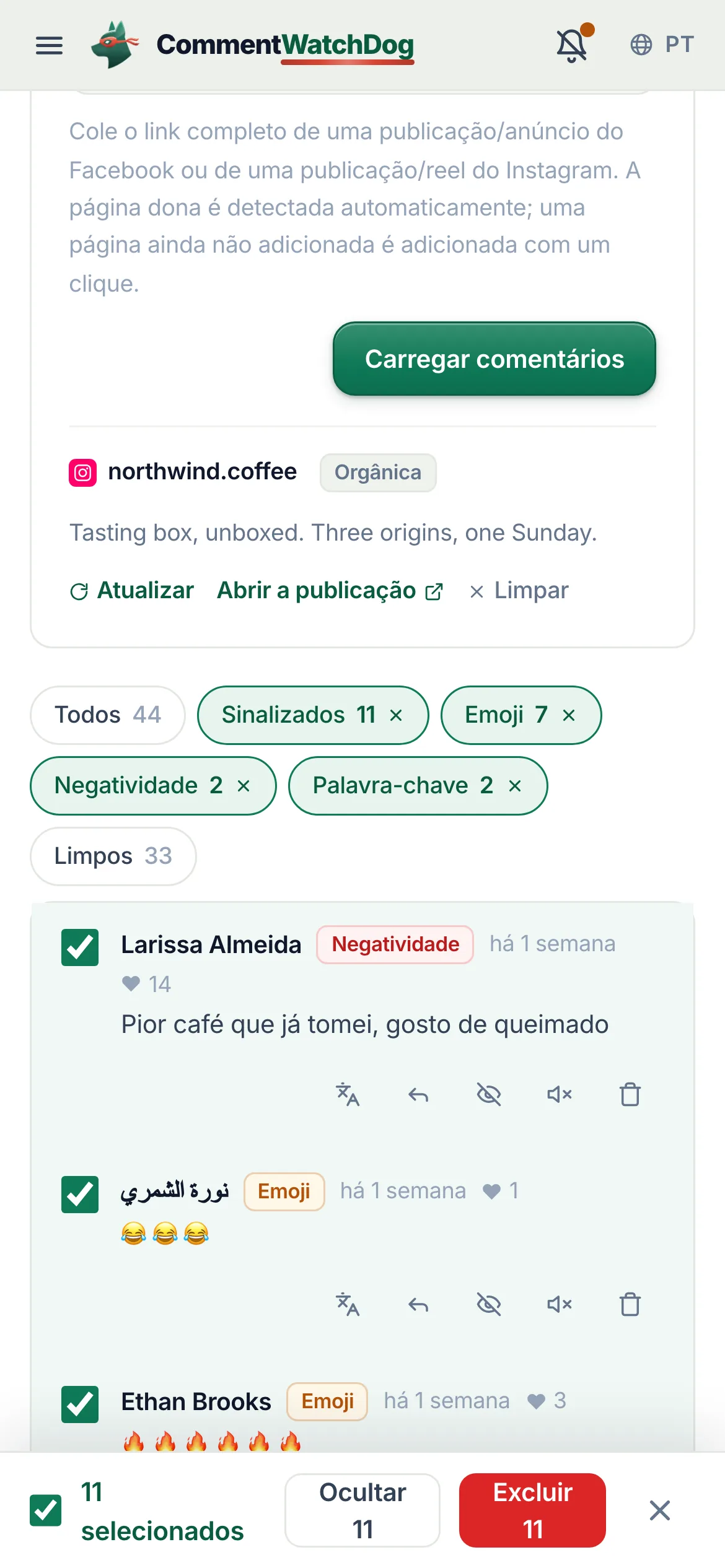 O mesmo em um celular.
