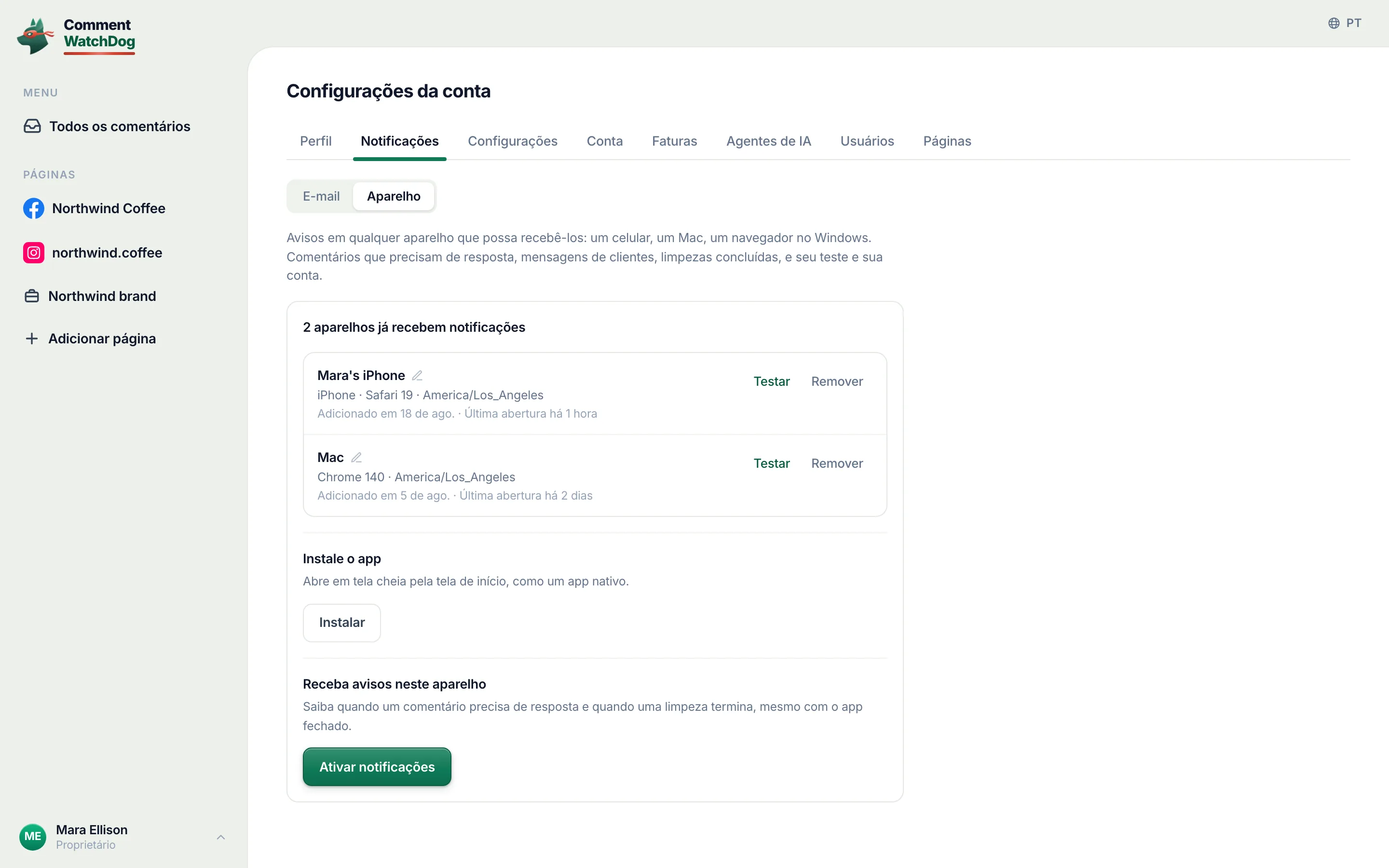 Teste, ao lado de um aparelho.
