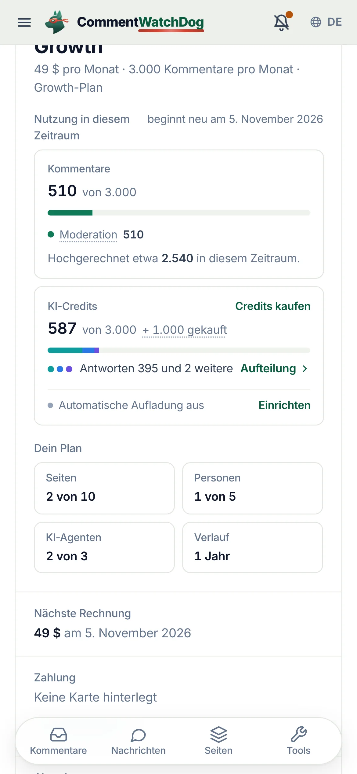 Dasselbe auf dem Handy.