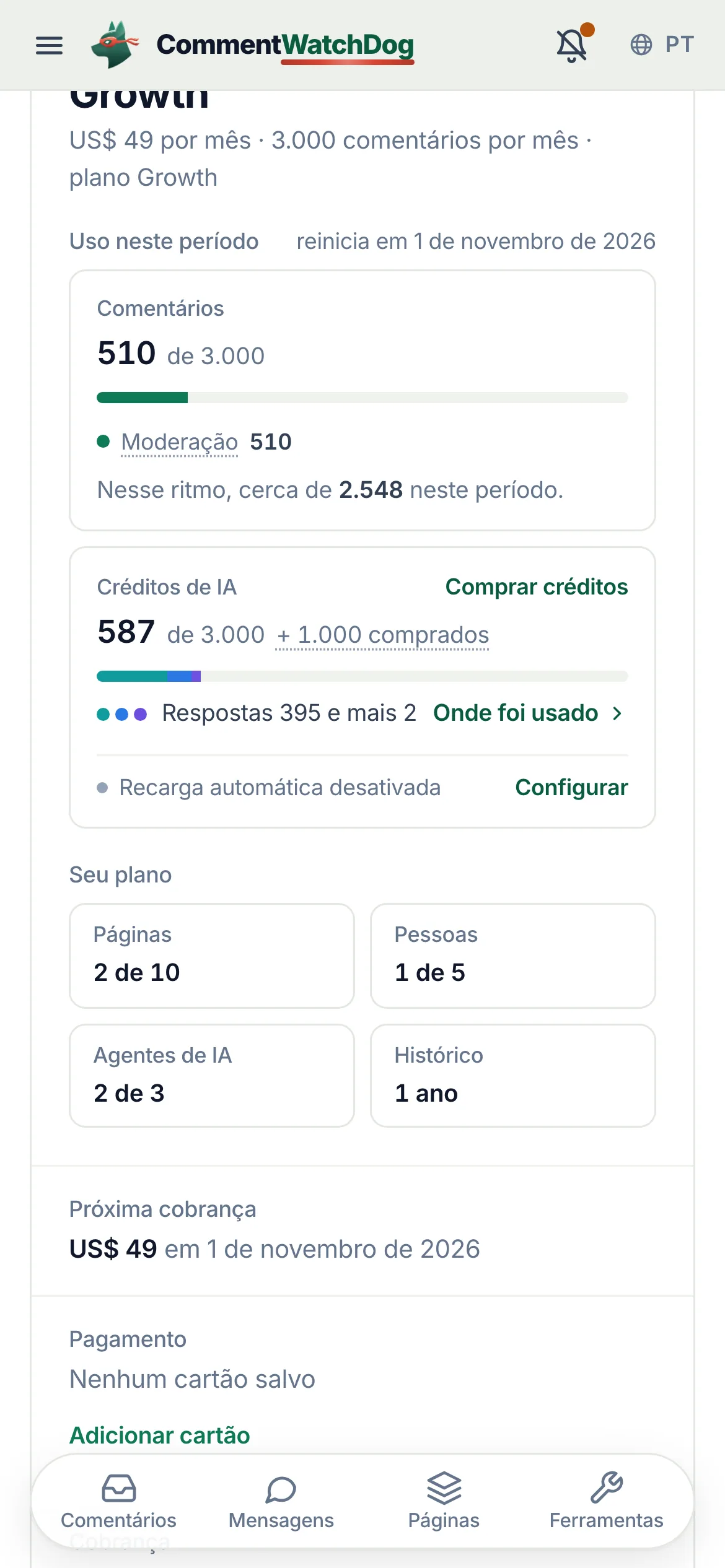 O mesmo em um celular.