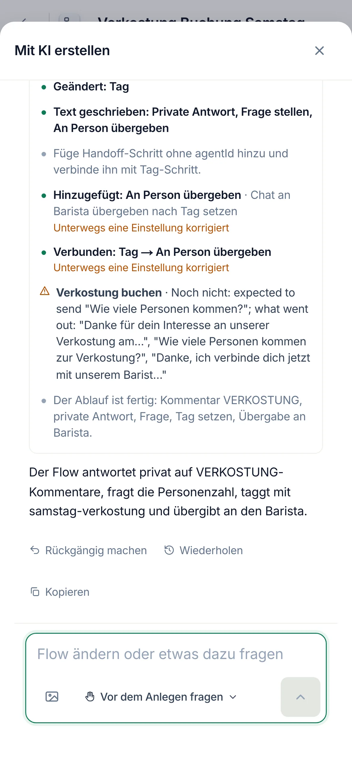 „Rückgängig machen“ auf dem Handy.