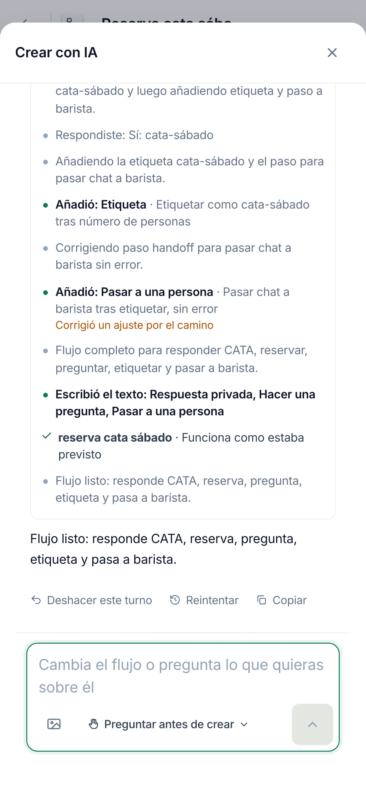 Deshacer este turno en un teléfono.