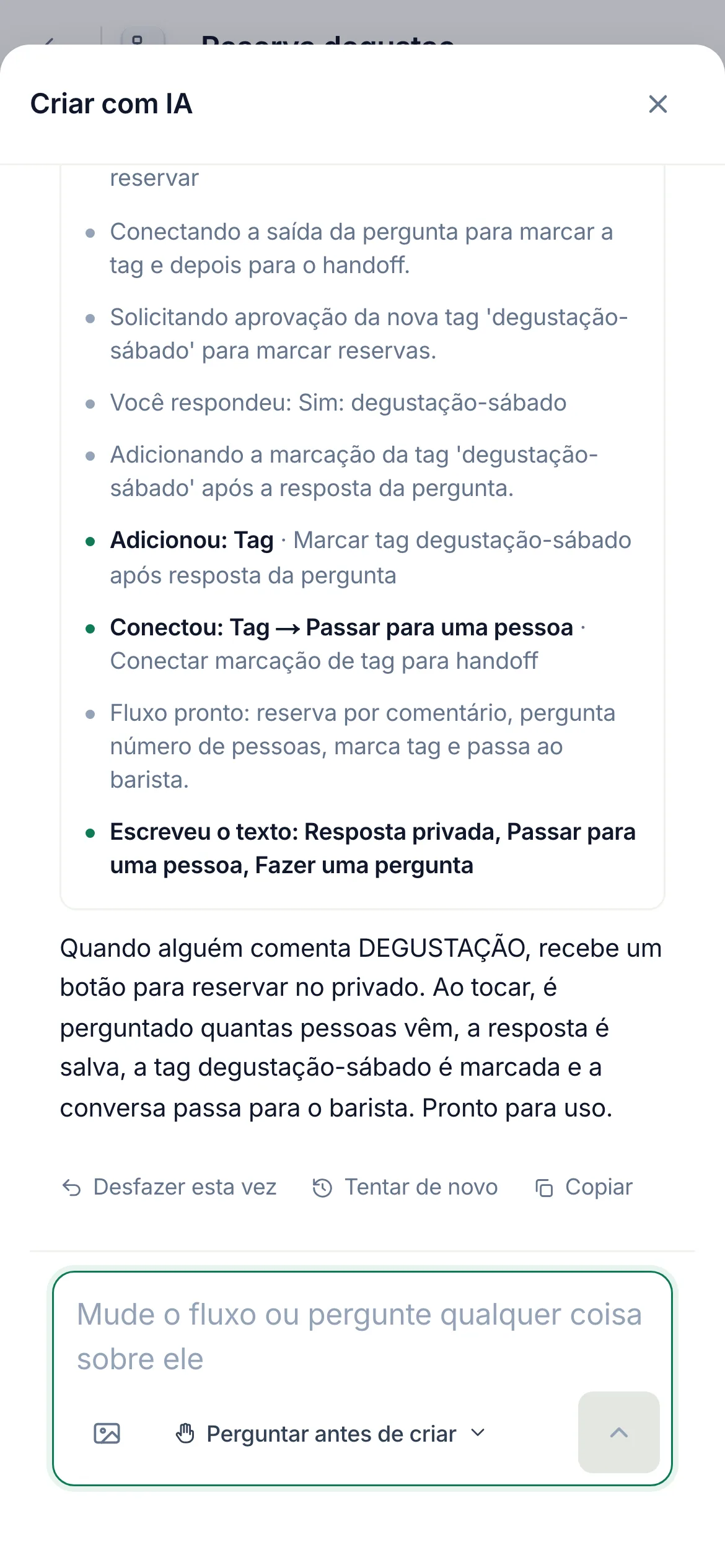 Desfazer esta vez no celular.