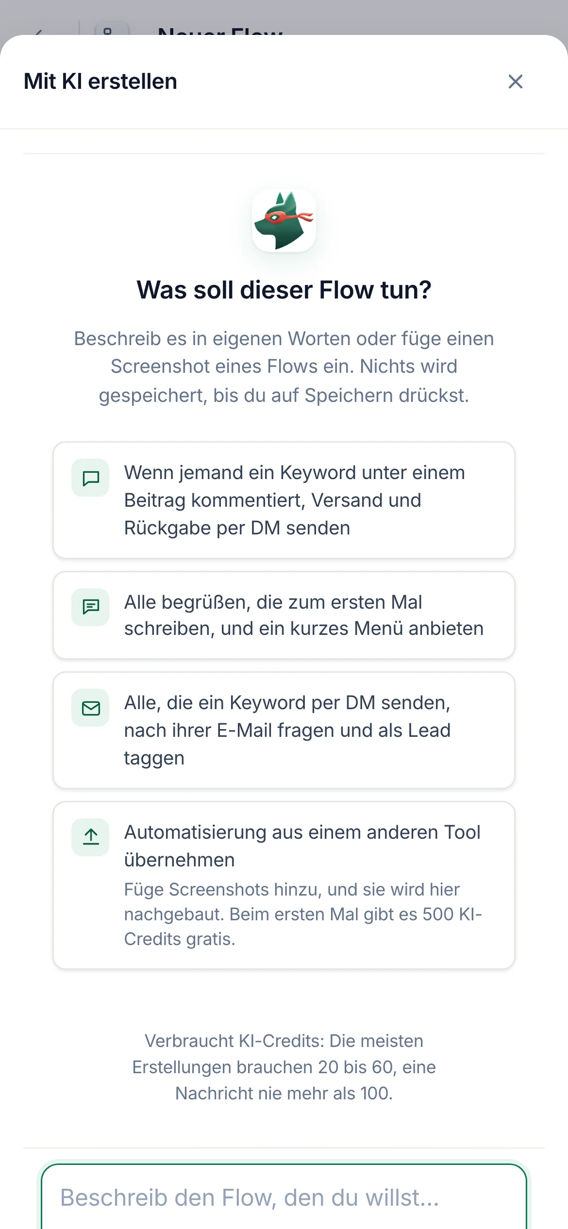 Das Feld auf dem Handy.