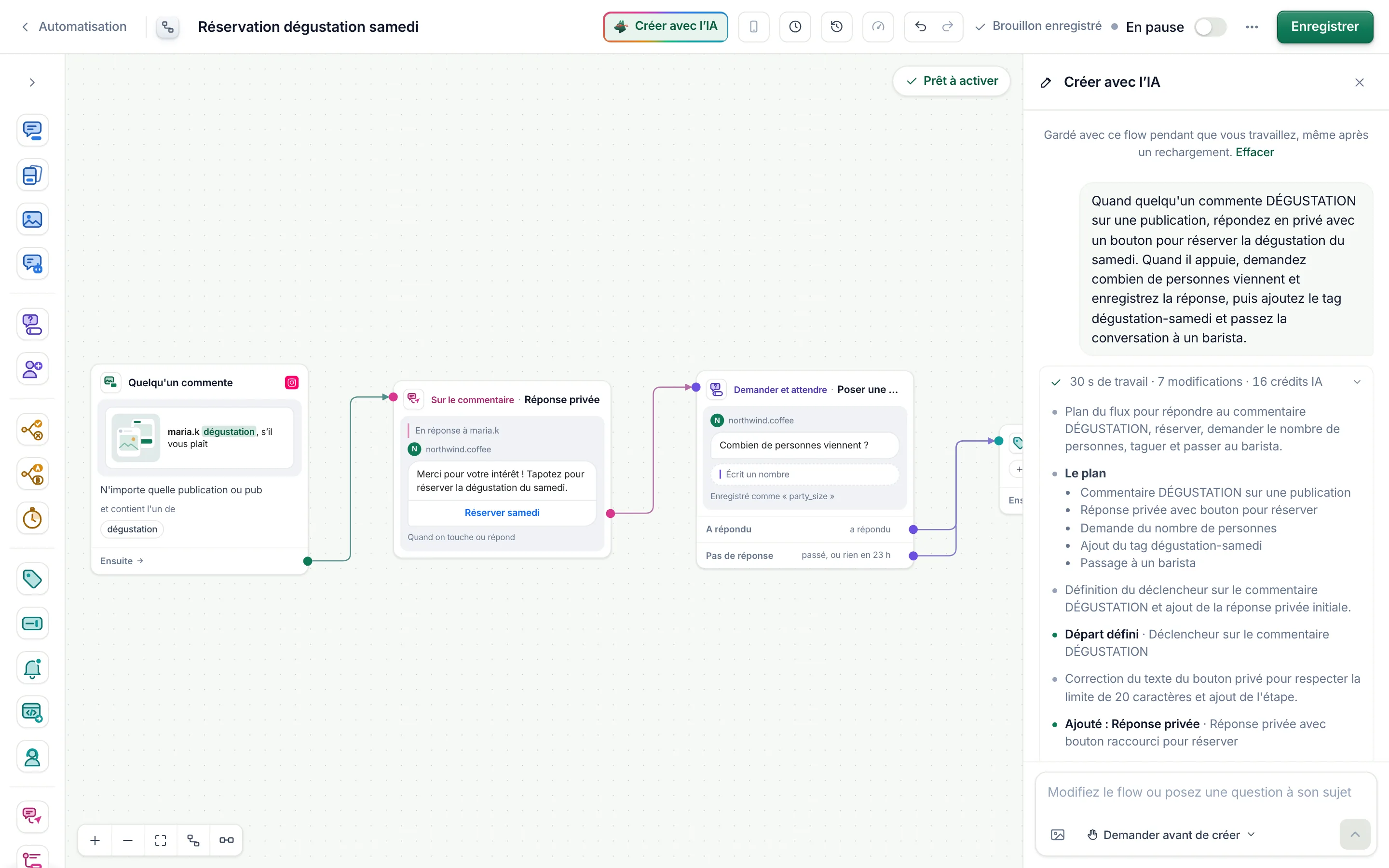 Décrivez l’automatisation en une phrase et obtenez le flow.