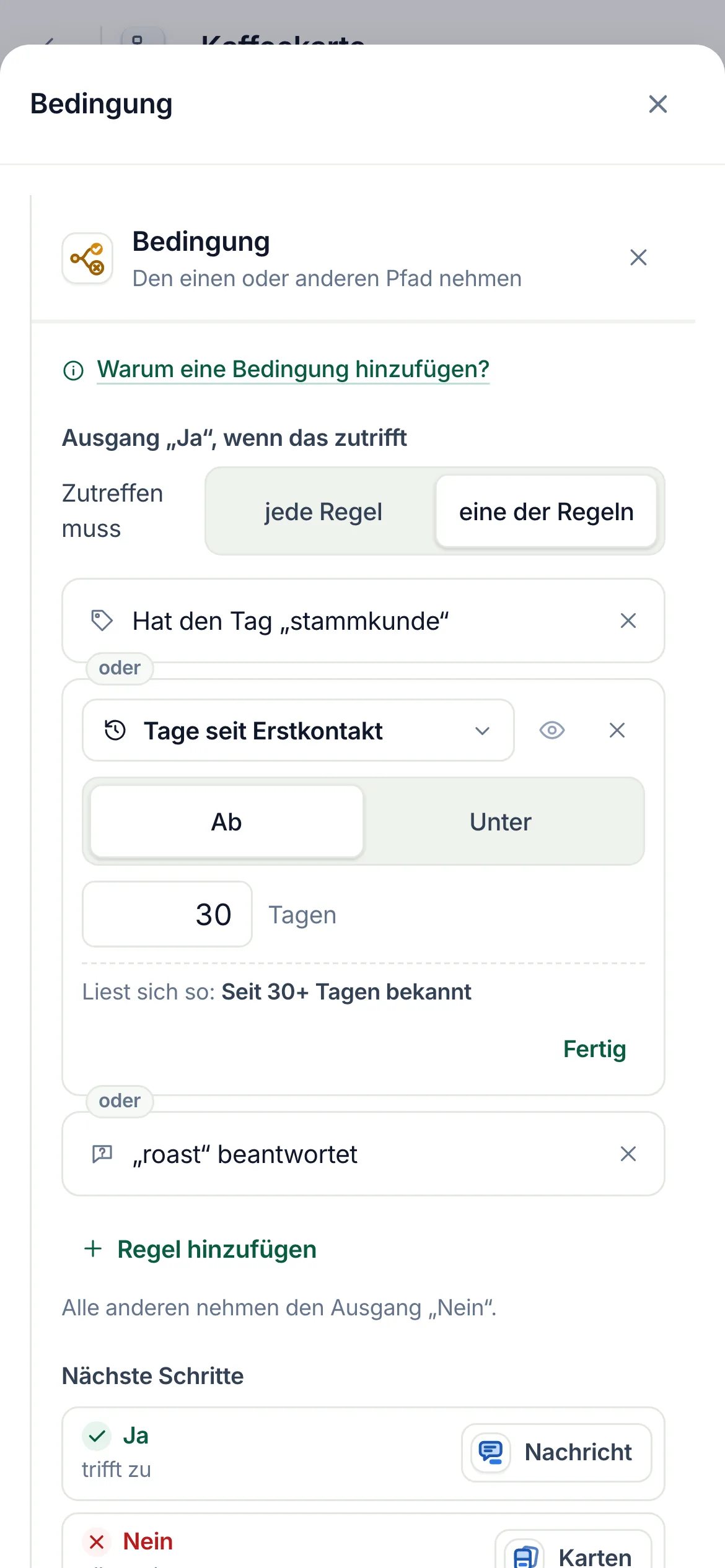 Dasselbe auf dem Handy.