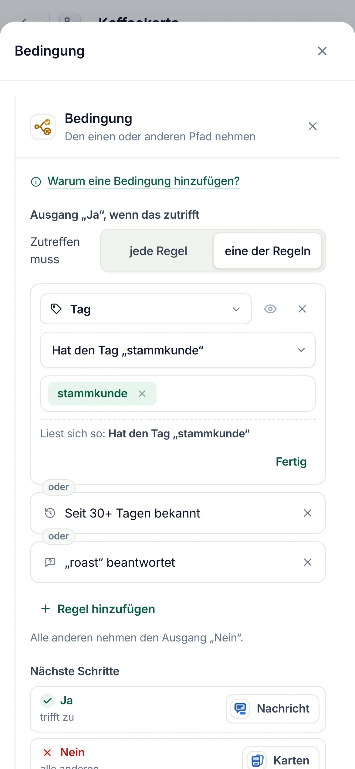Dasselbe auf dem Handy.