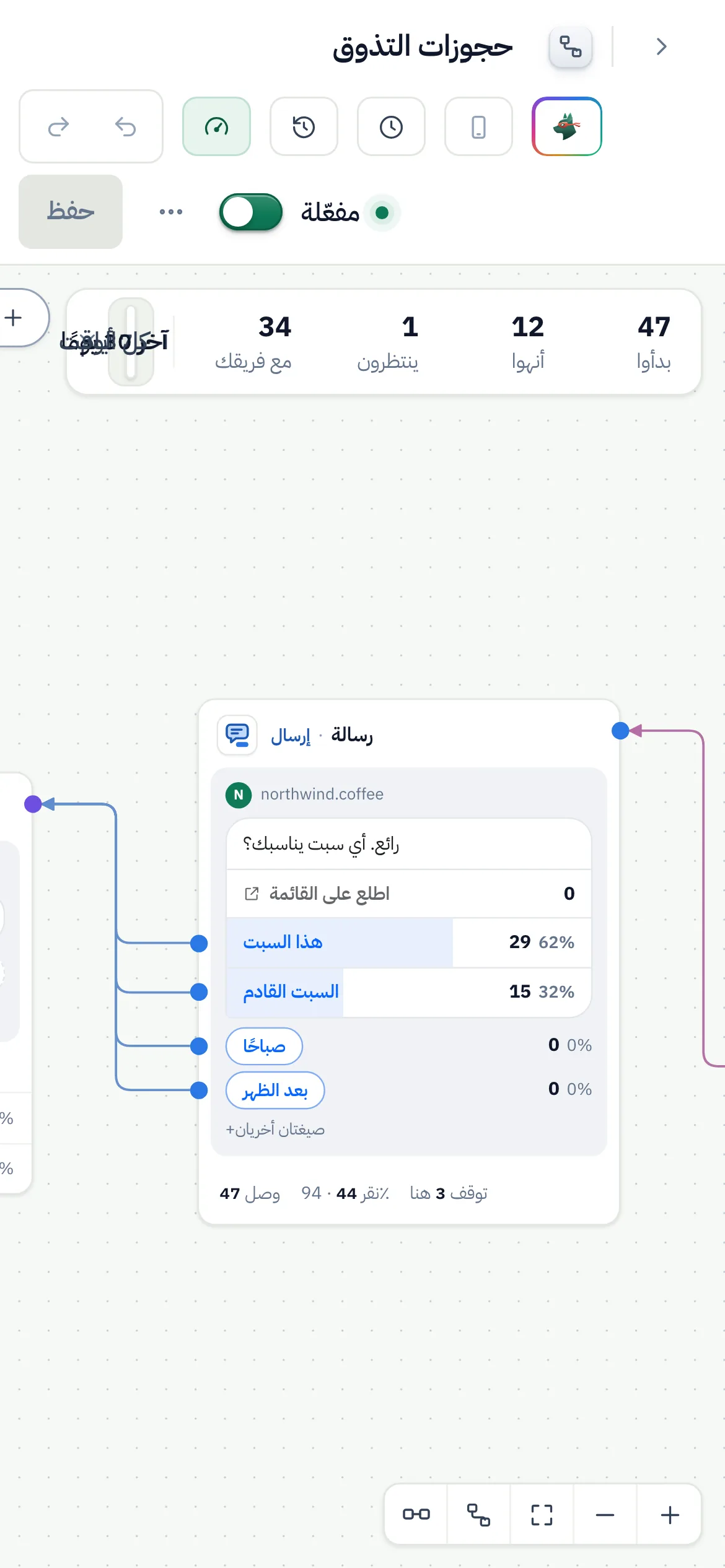 الإحصاءات على الهاتف.