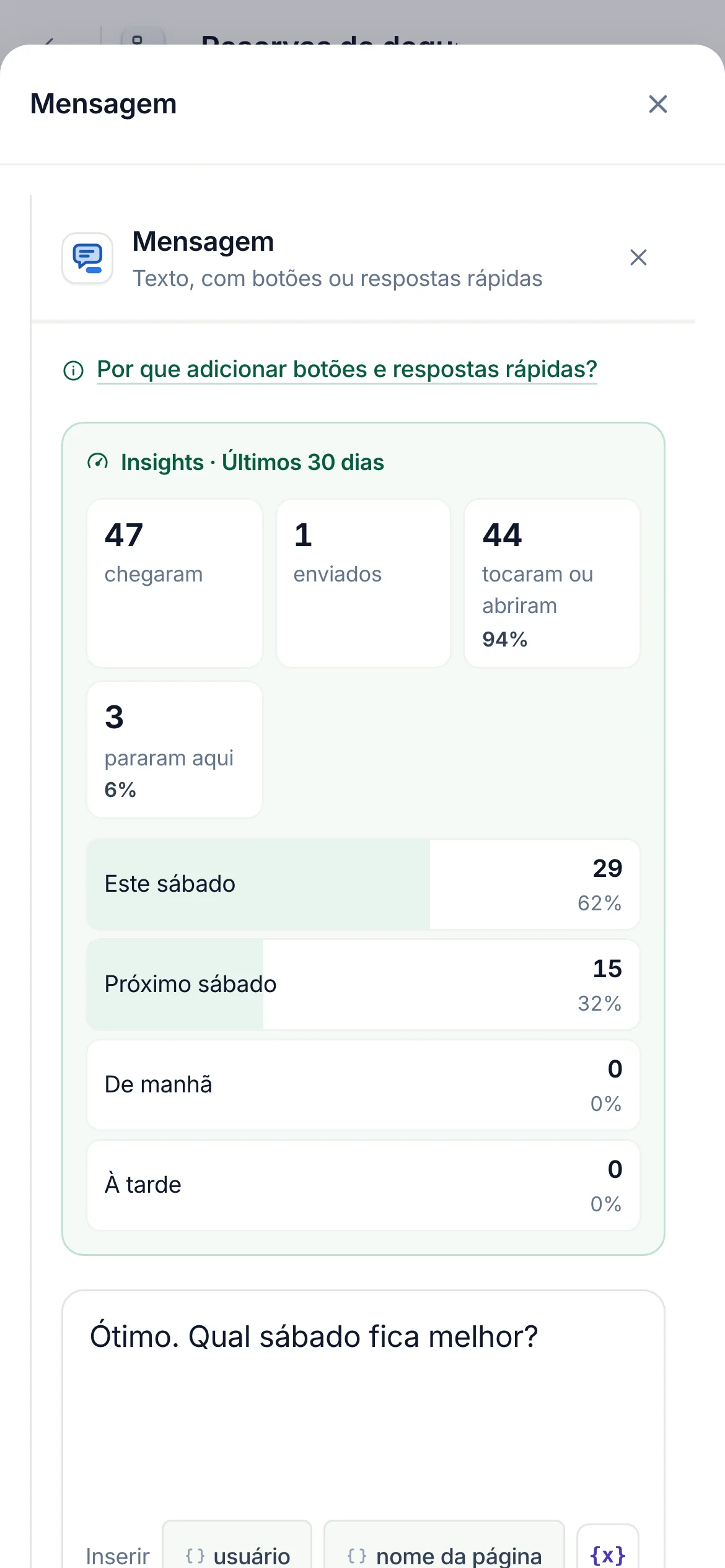 A etapa tocada no celular: os números no topo do painel inferior.