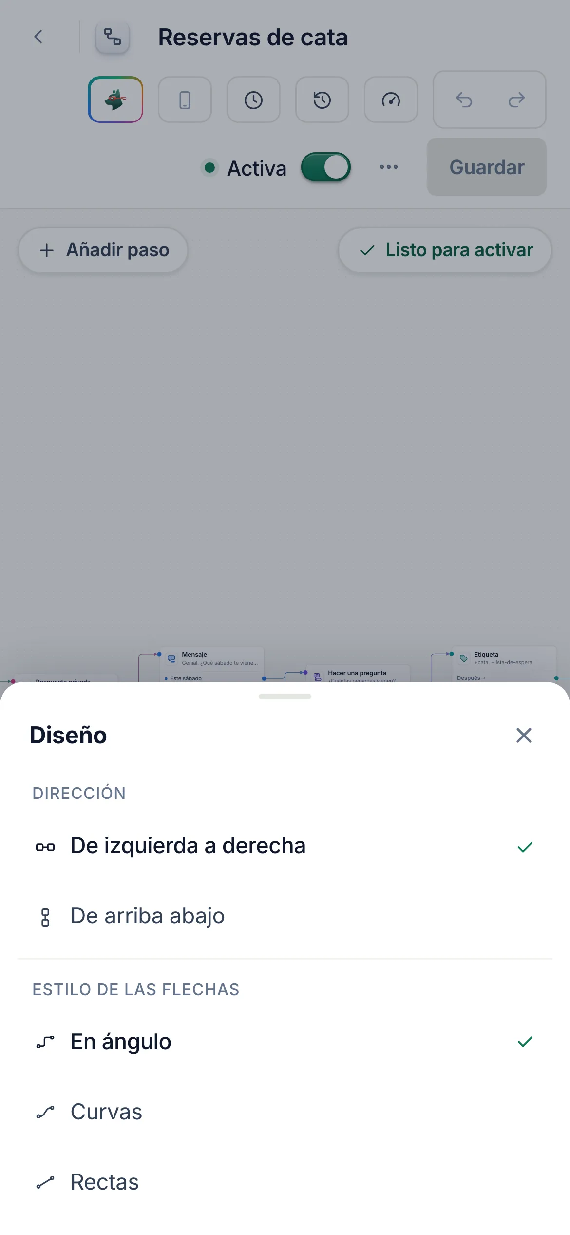 Diseño en un teléfono, como una hoja.