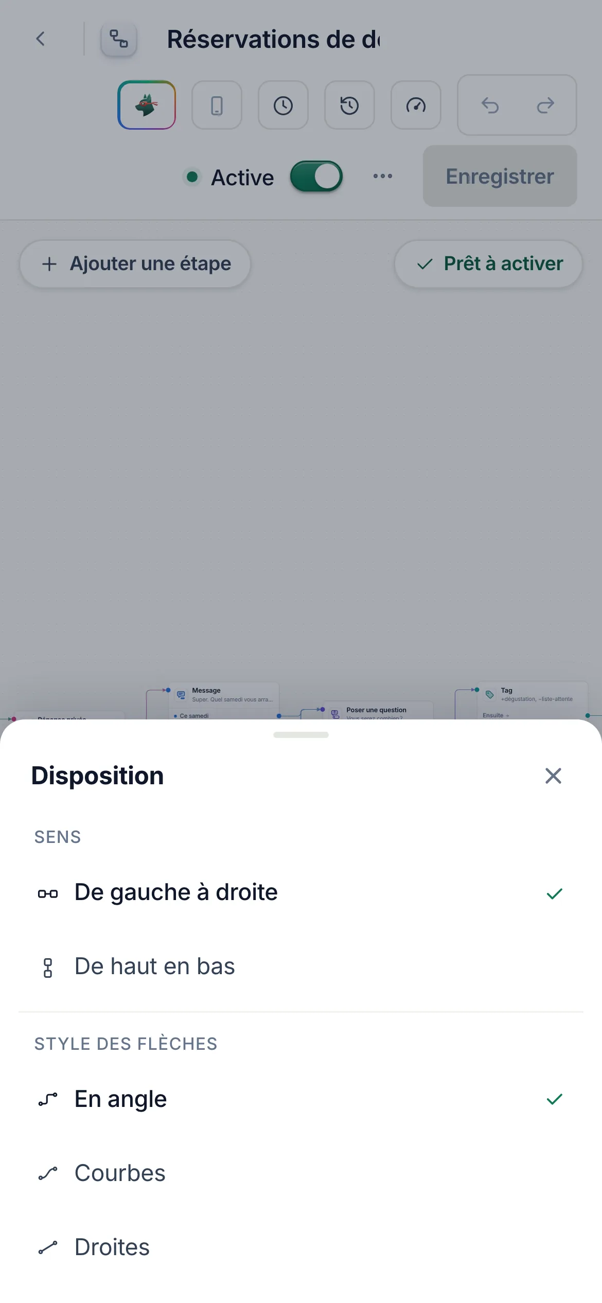 Disposition sur un téléphone, dans un volet.