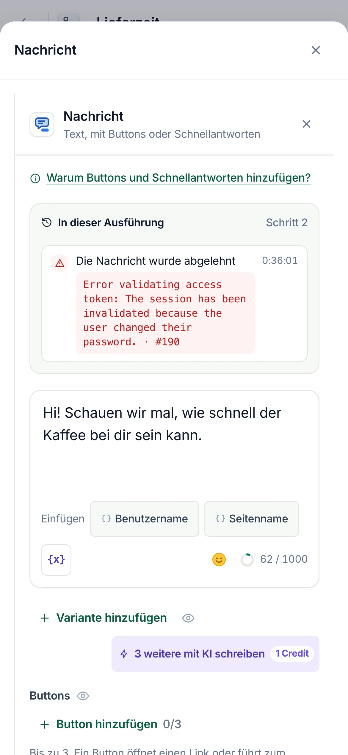 Derselbe Kasten auf dem Handy.