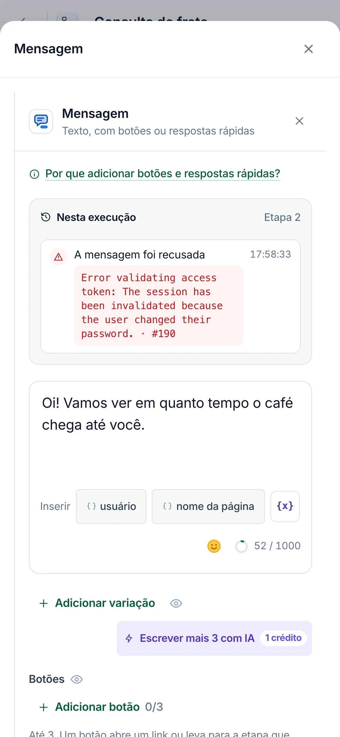 A mesma caixa no celular.