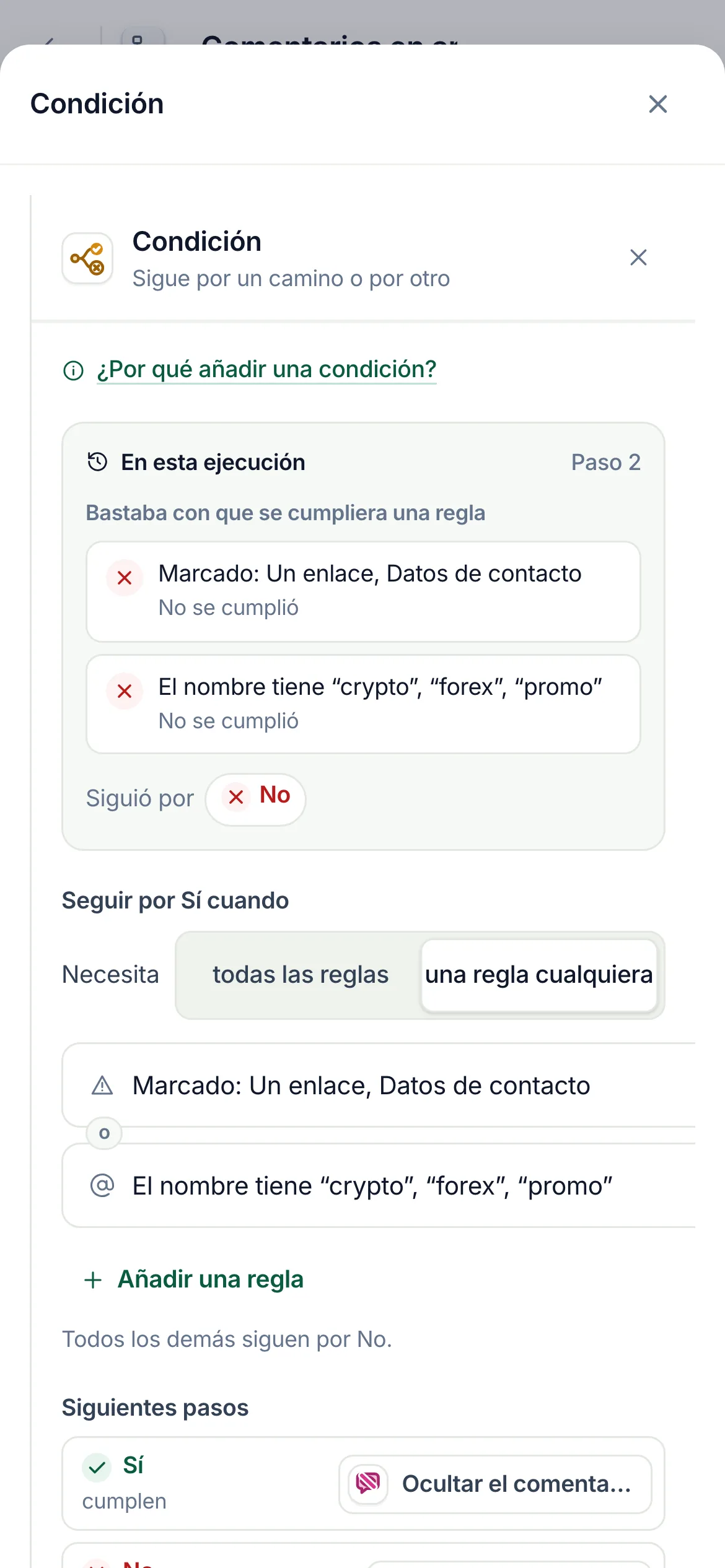 En un teléfono, el paso se abre como una hoja: En esta ejecución, con cada regla.