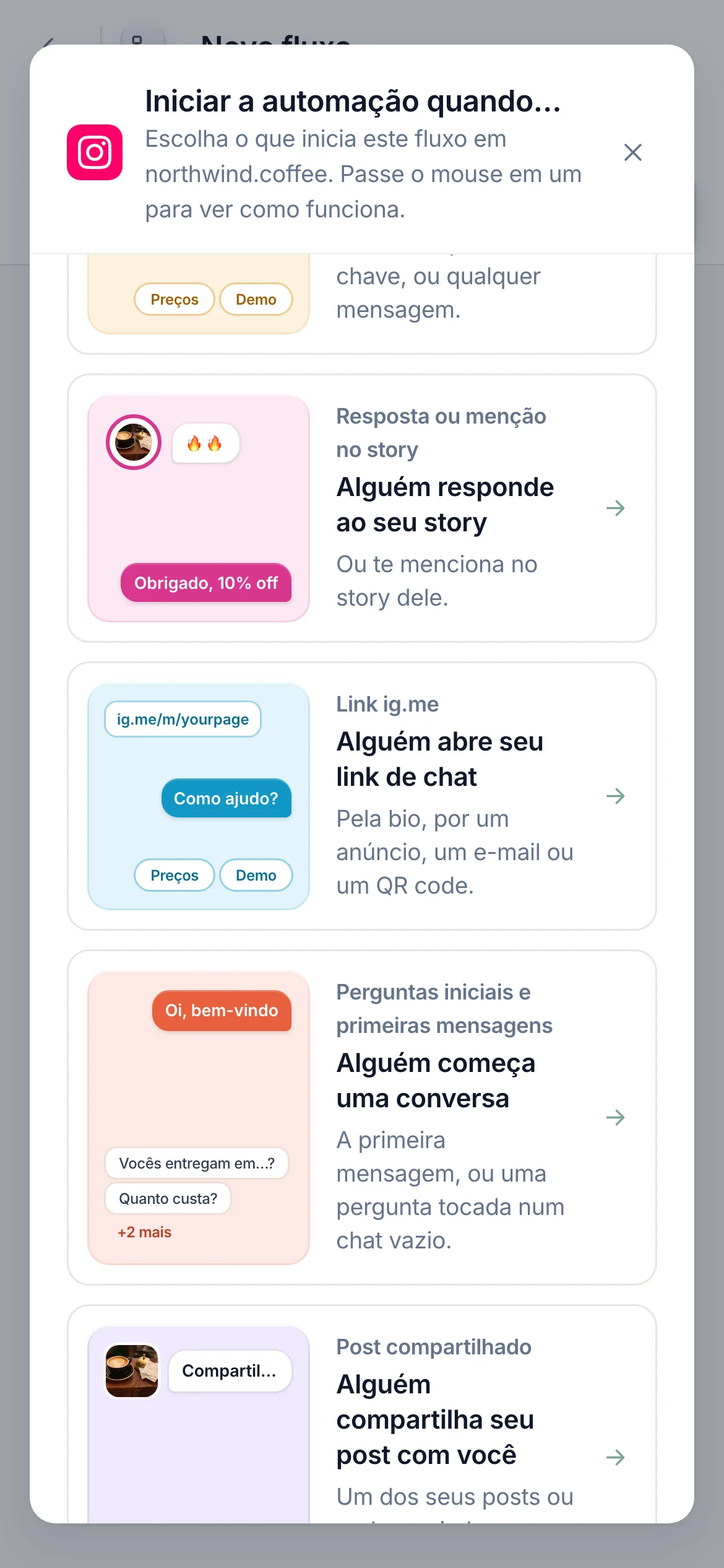 O fim da lista de gatilhos no celular.