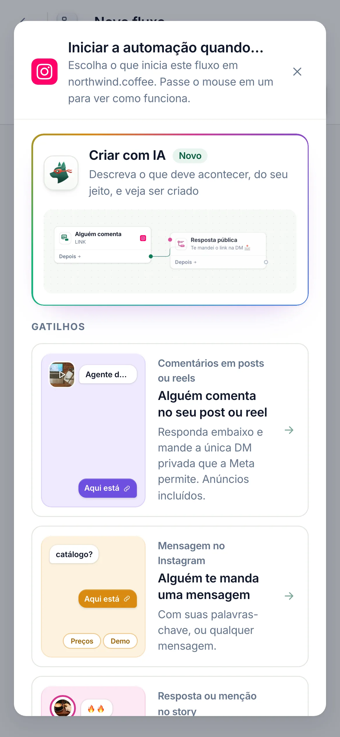 O mesmo gatilho no celular.