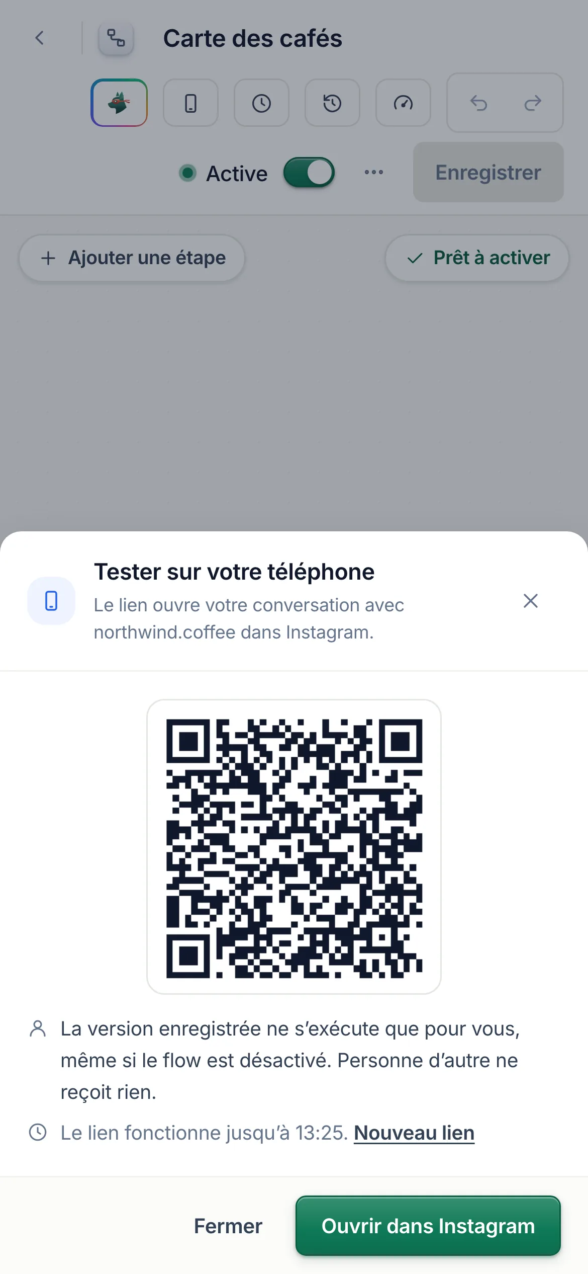 Ouvrir dans Instagram, sur un téléphone.