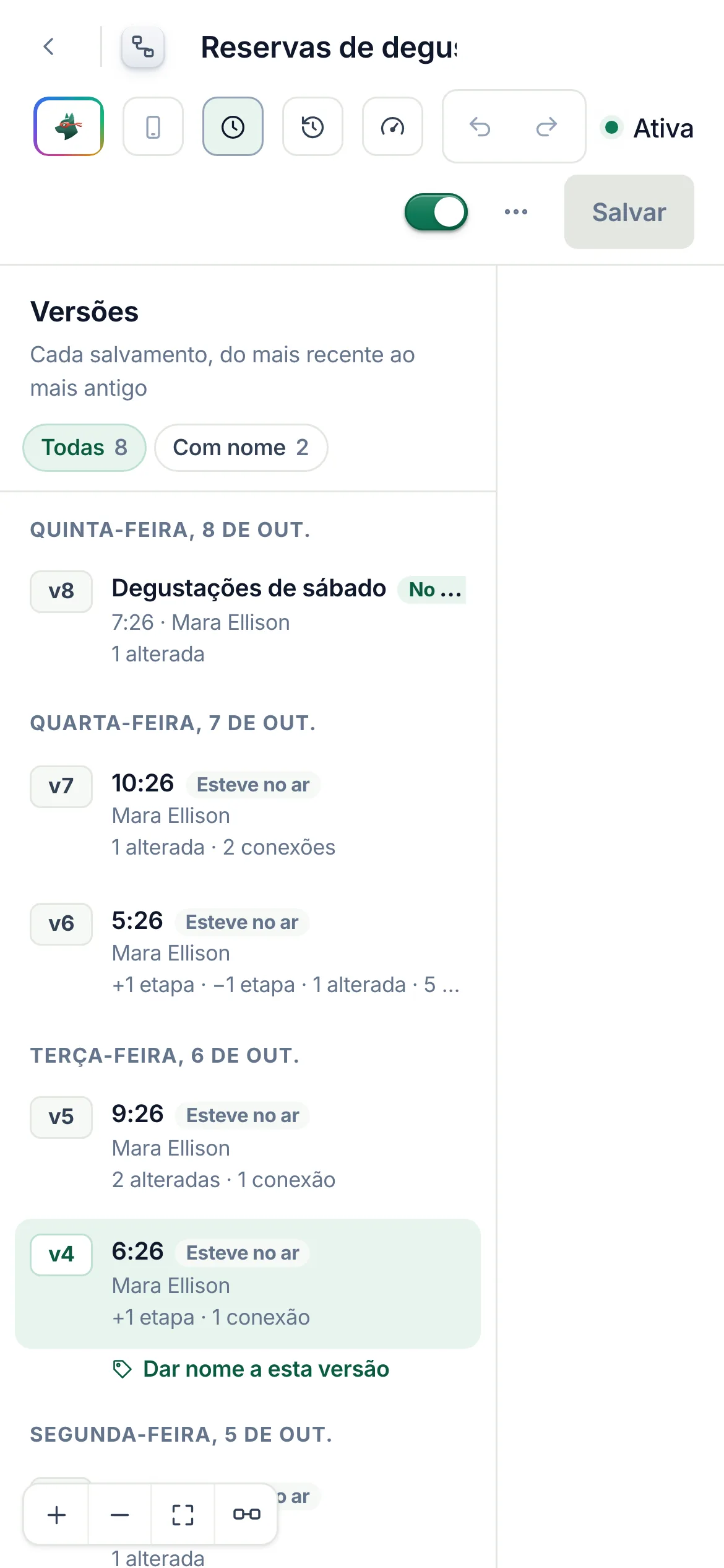 Versões no celular.