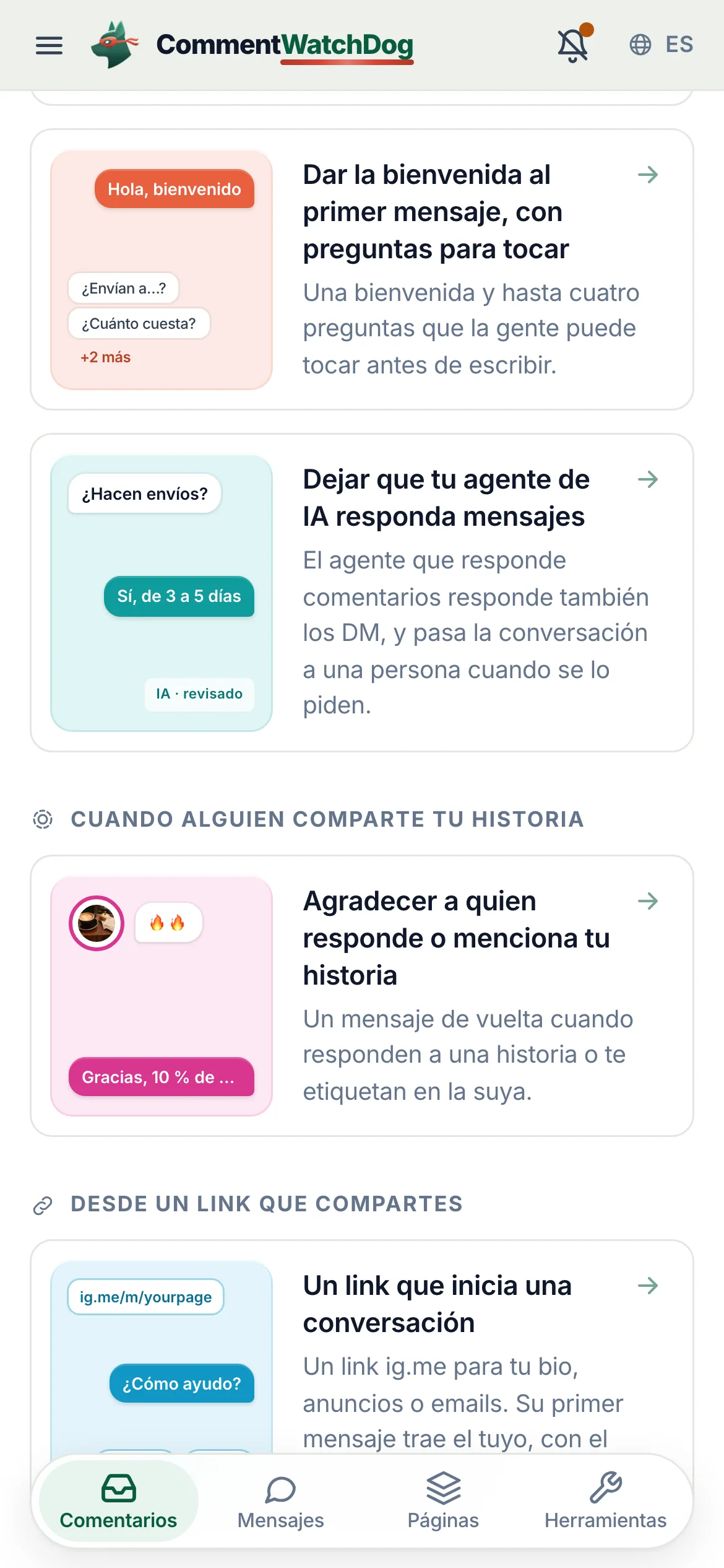 En un teléfono, baja hasta Cuando alguien te escribe.