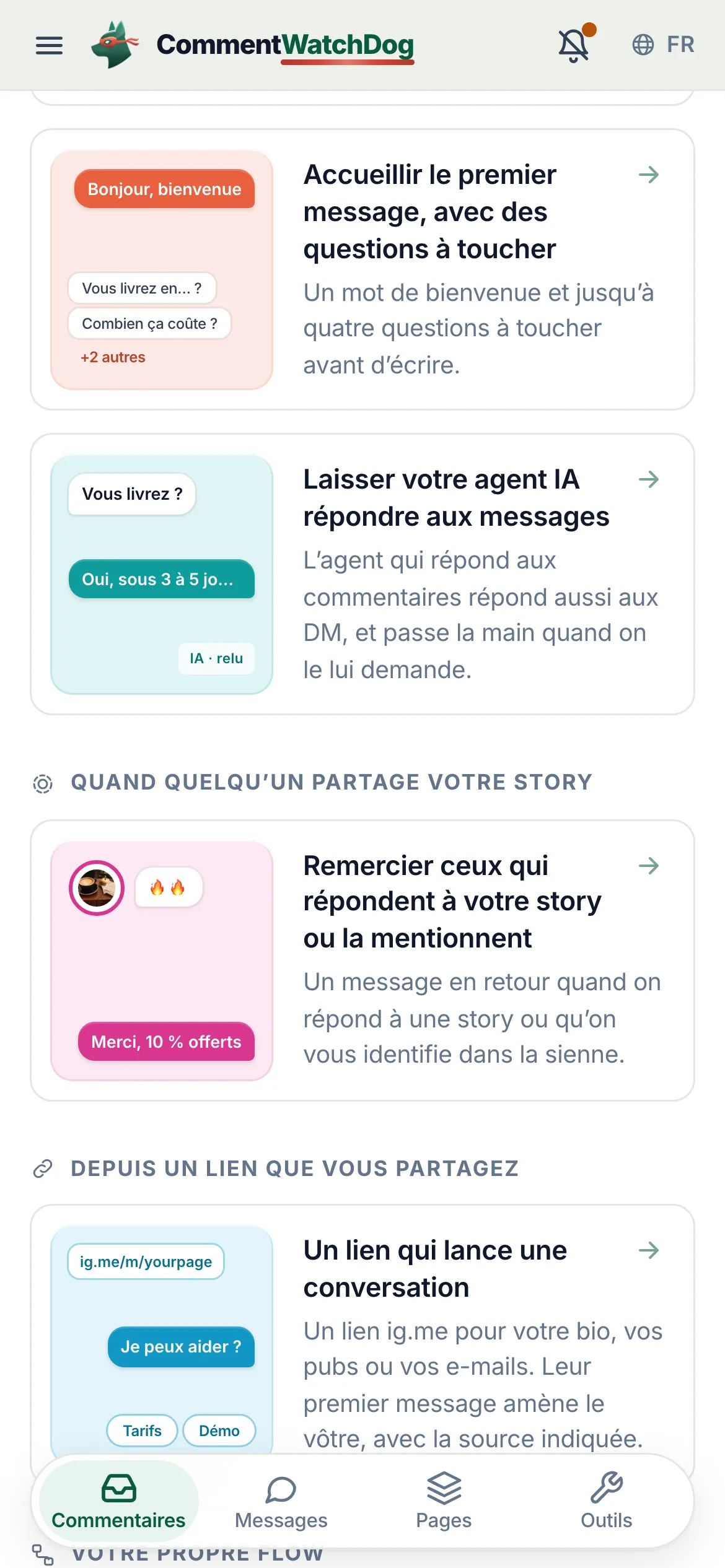 Sur un téléphone, faites défiler jusqu’à Quand quelqu’un vous écrit.