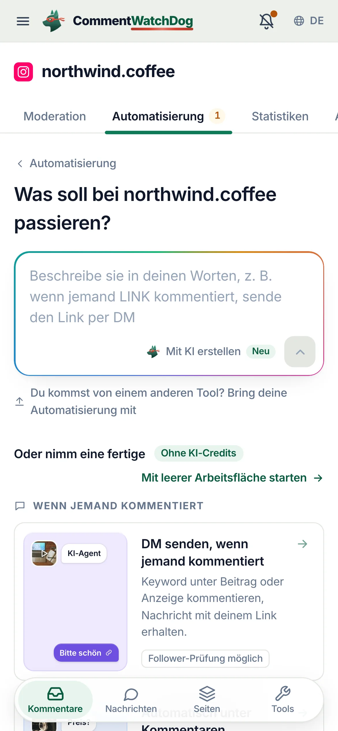 Derselbe Link auf dem Handy.