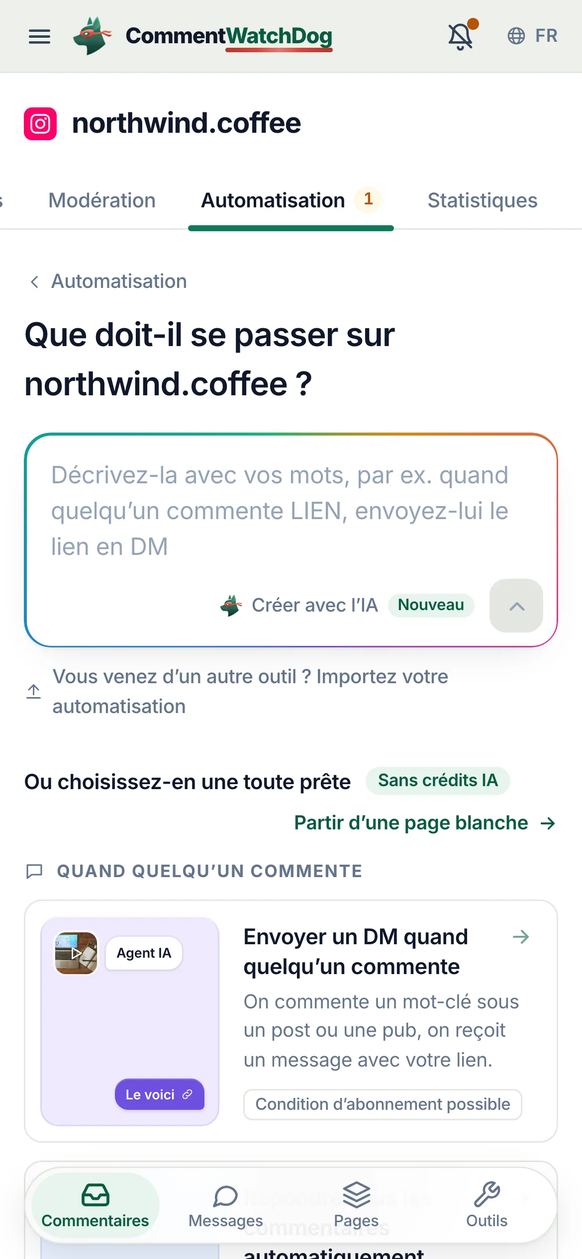 Le même lien sur un téléphone.