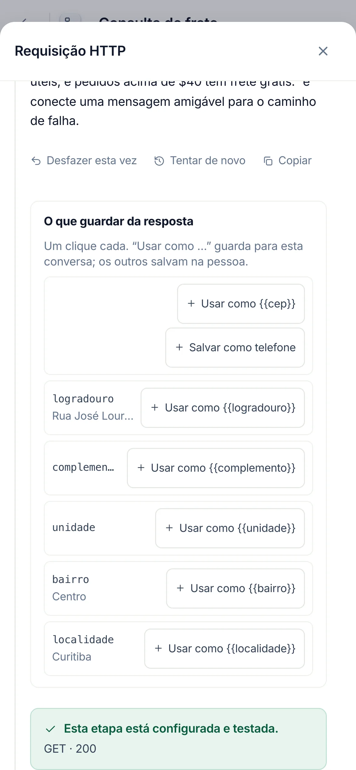 O mesmo em um celular.