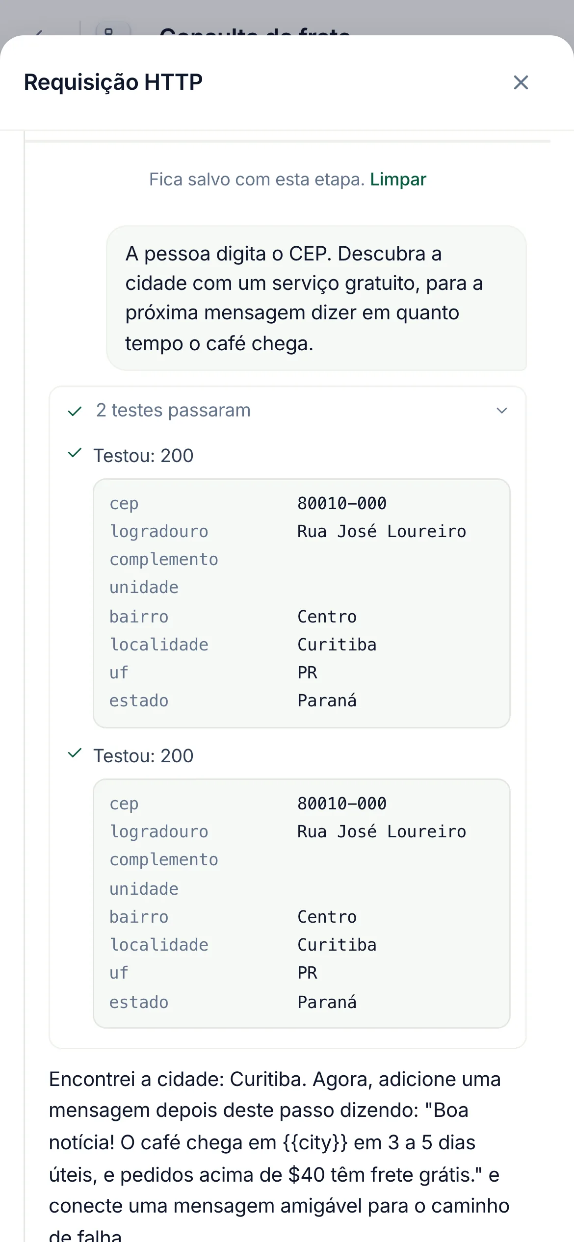 O mesmo em um celular.
