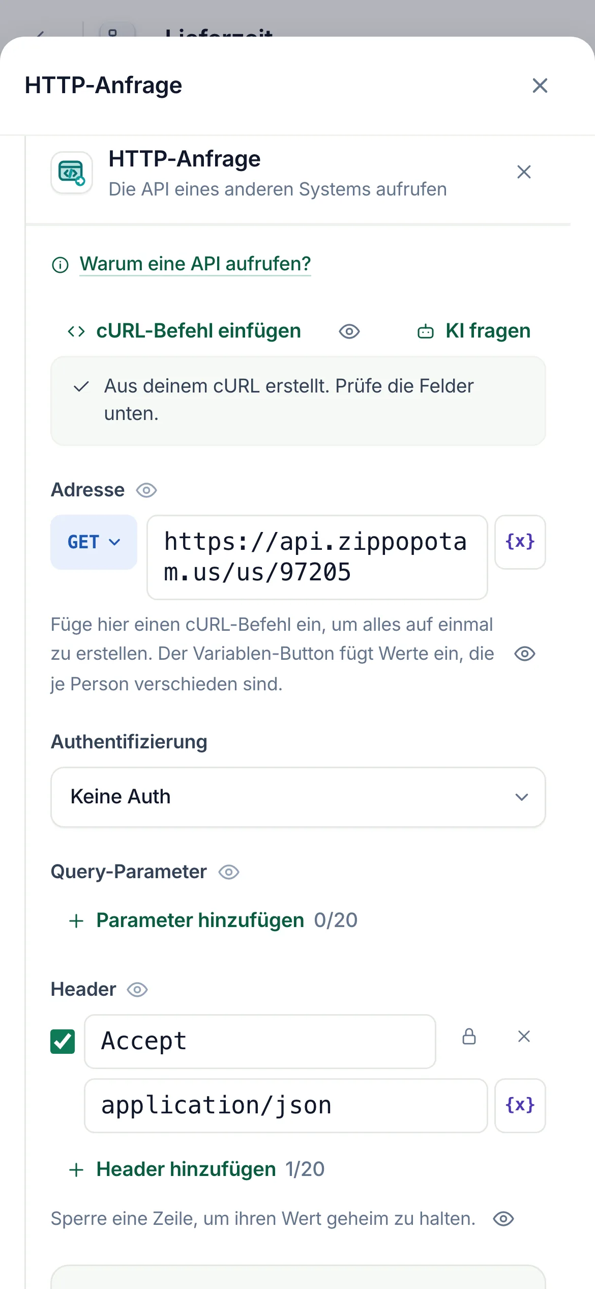 Dasselbe auf dem Handy.
