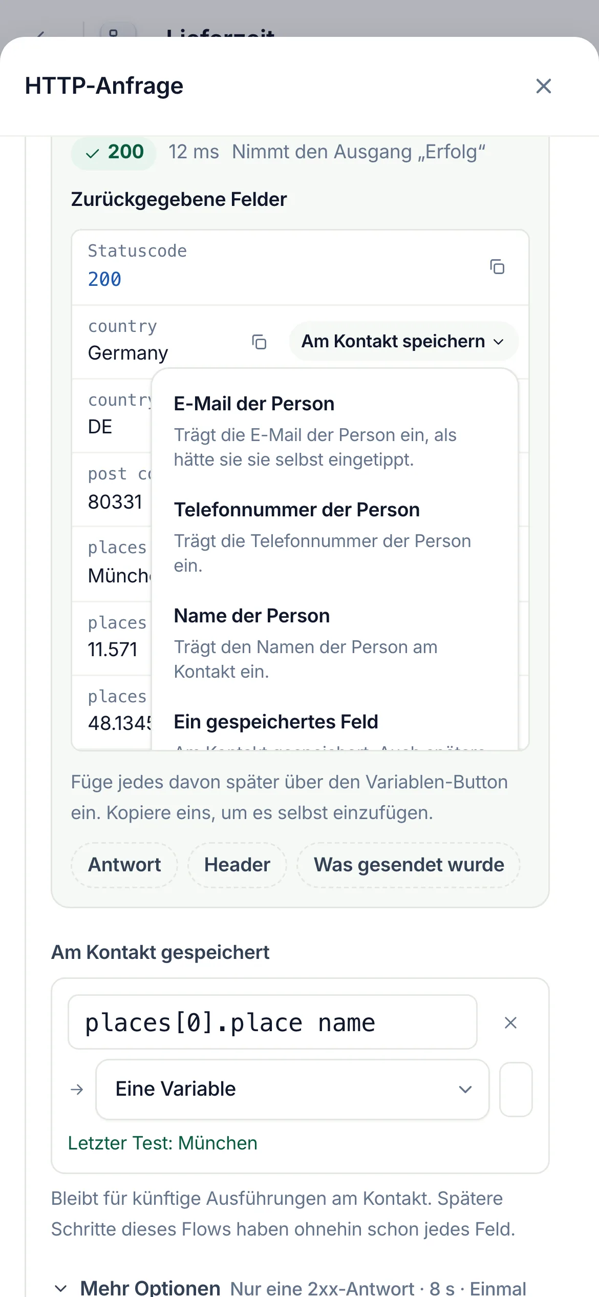 Dasselbe auf dem Handy.