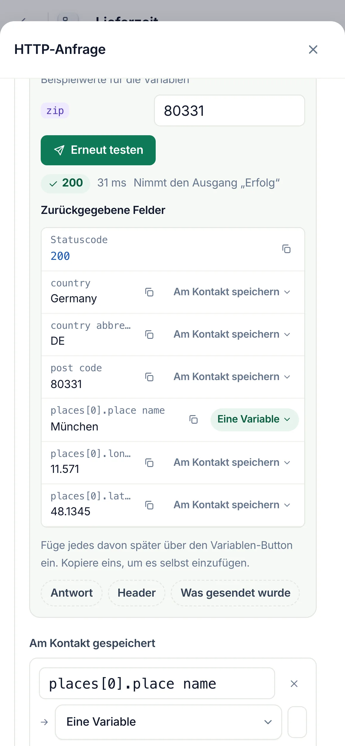 Dasselbe auf dem Handy.