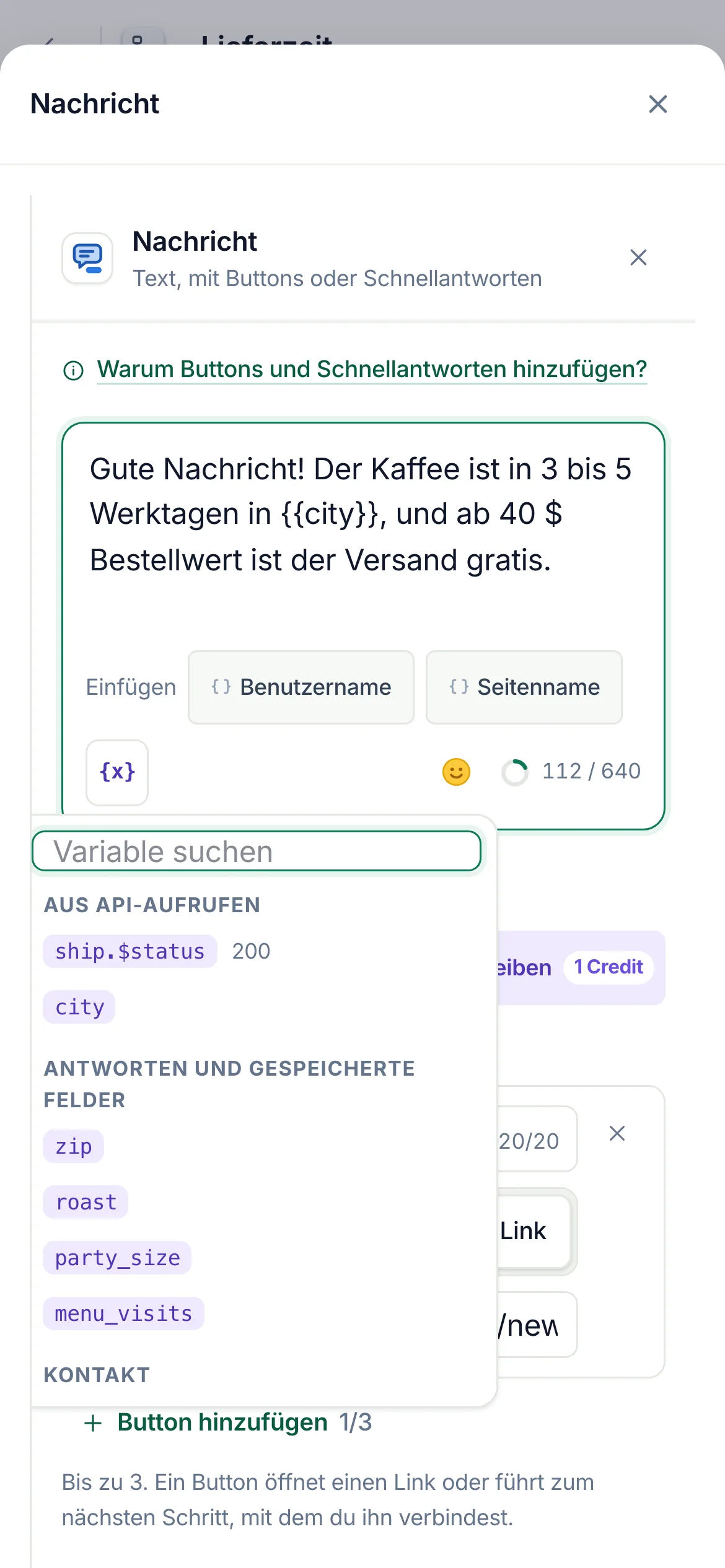 Dasselbe auf dem Handy.