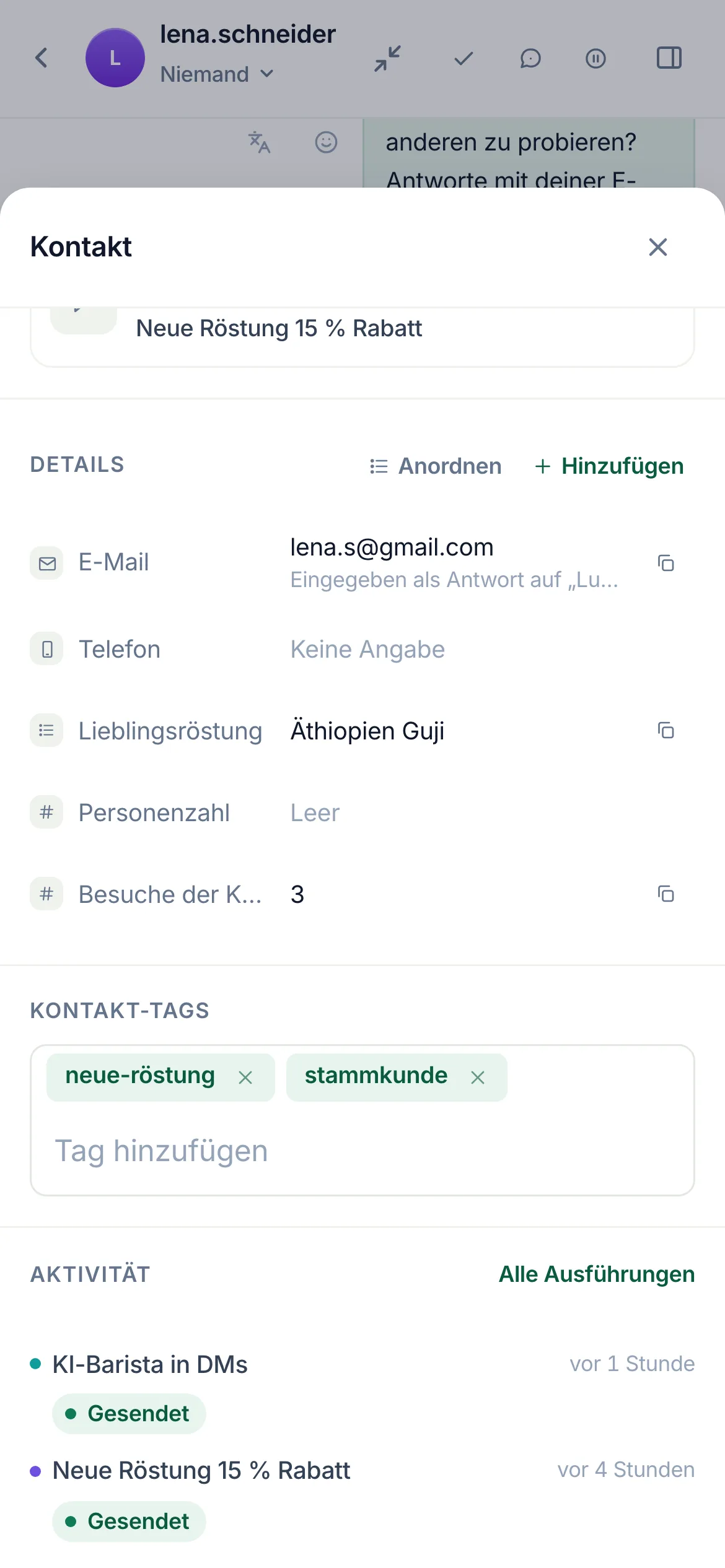 Dasselbe auf dem Handy.