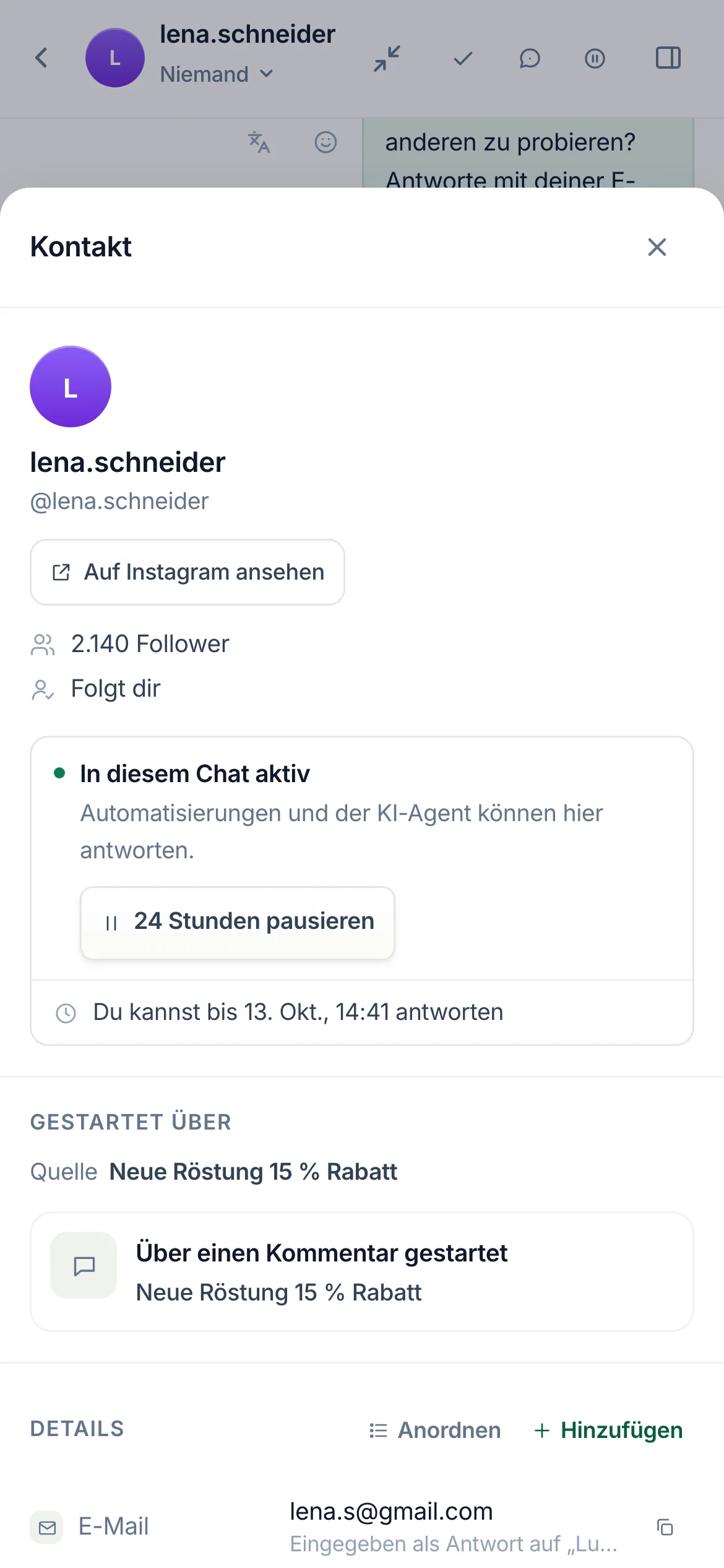 Dasselbe auf dem Handy.