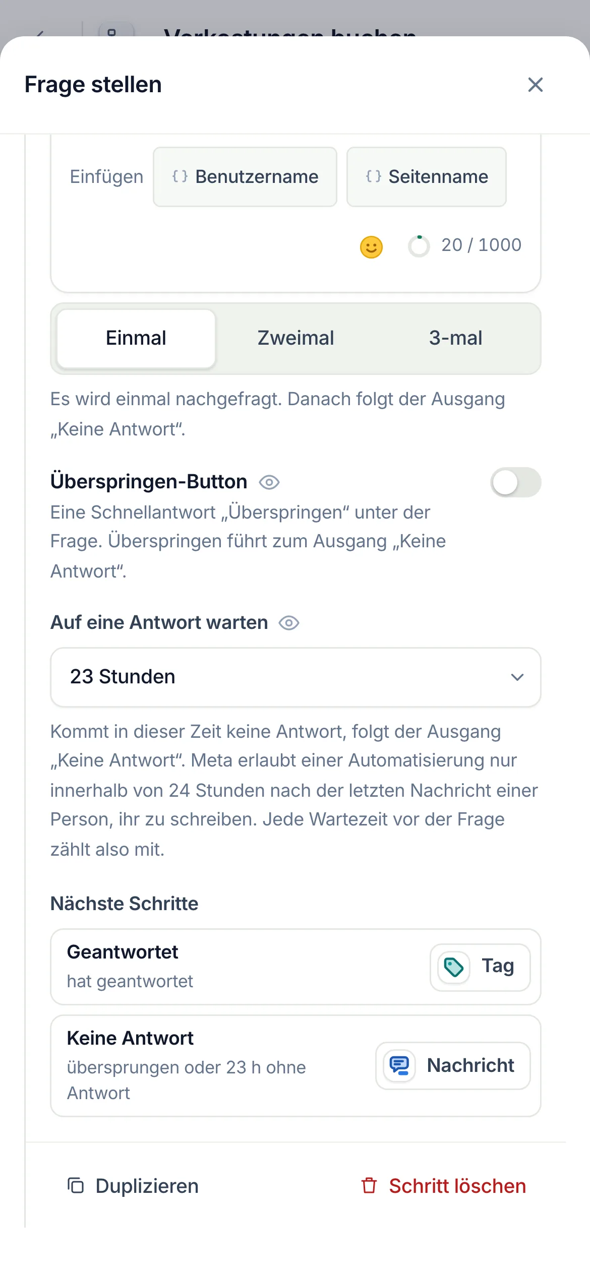 Dieselben drei auf dem Handy, am Ende der Einstellungen.