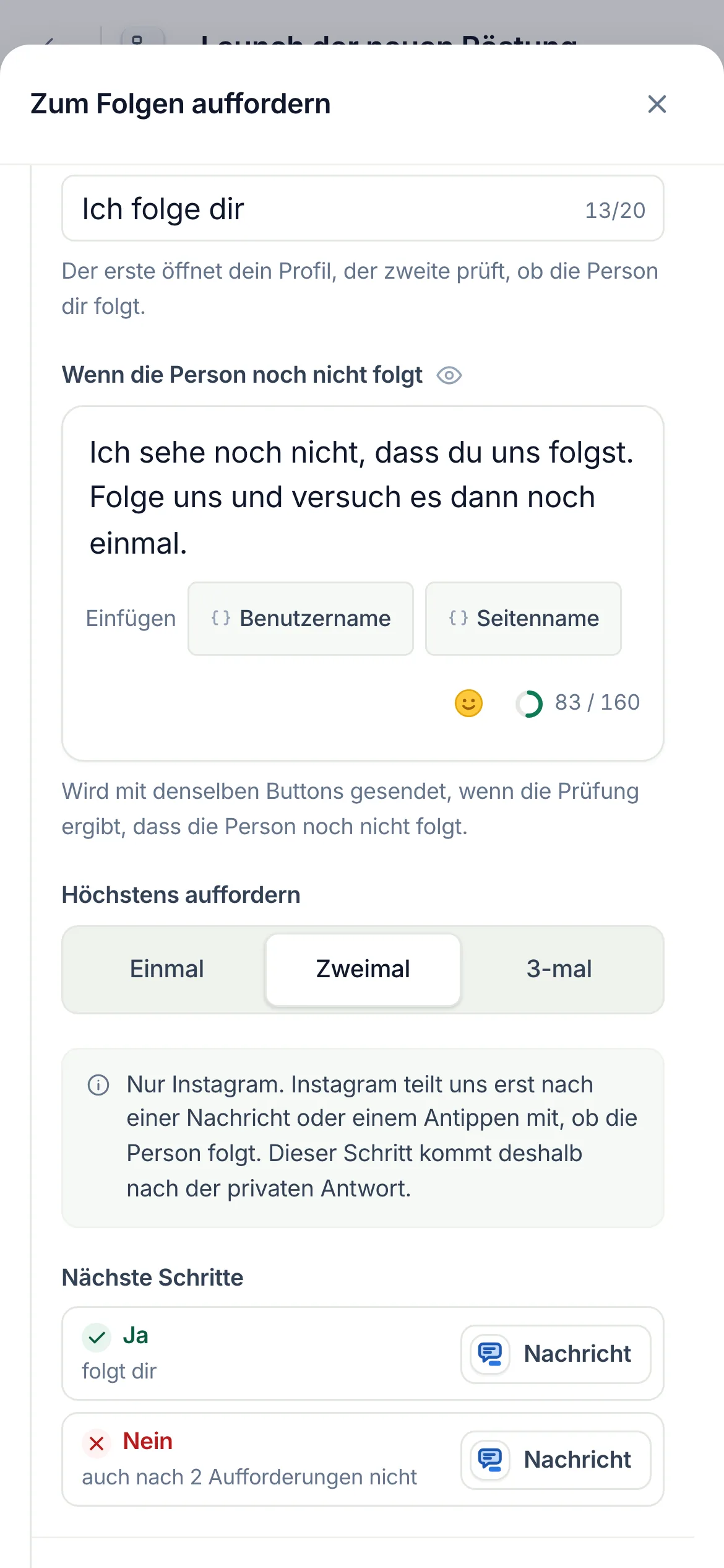 Dasselbe auf dem Handy.