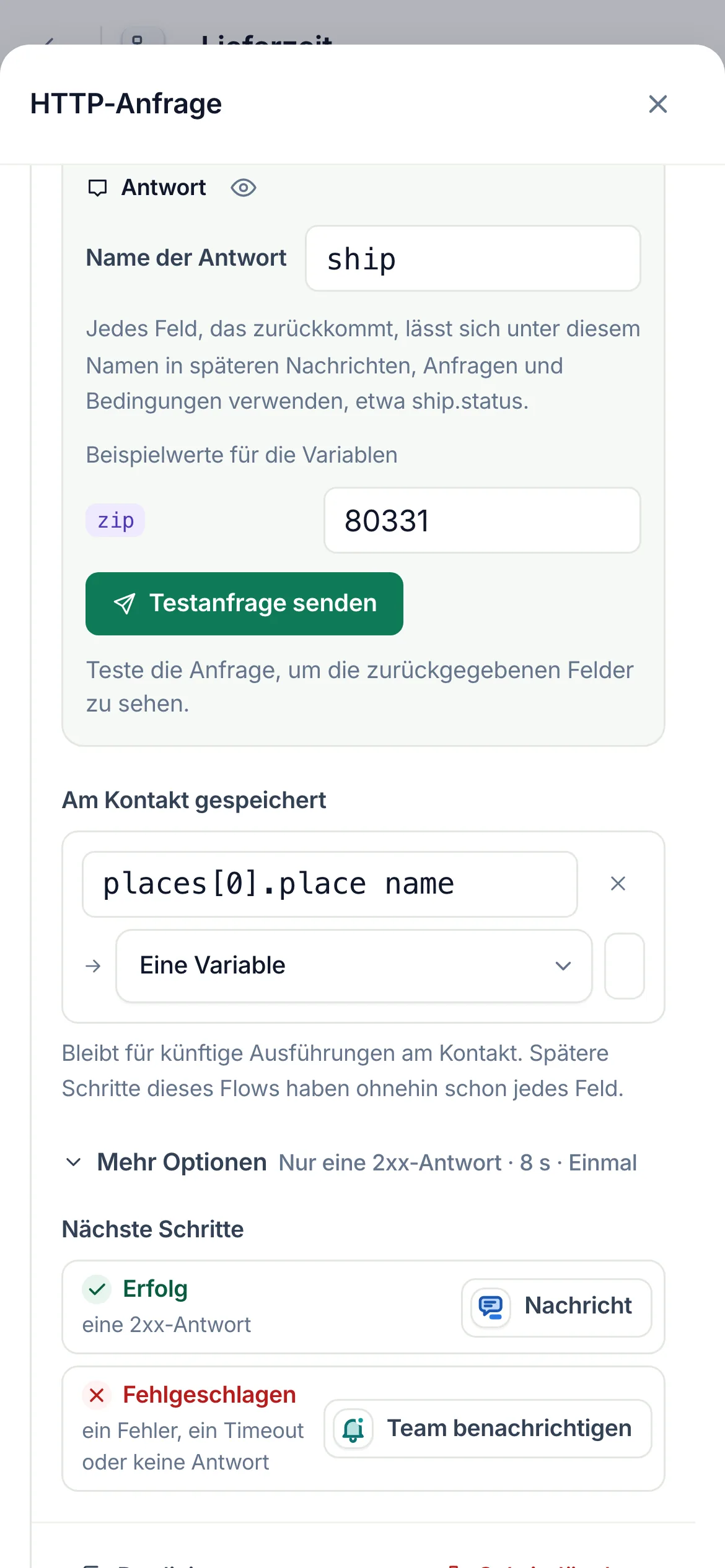 Dasselbe auf dem Handy.