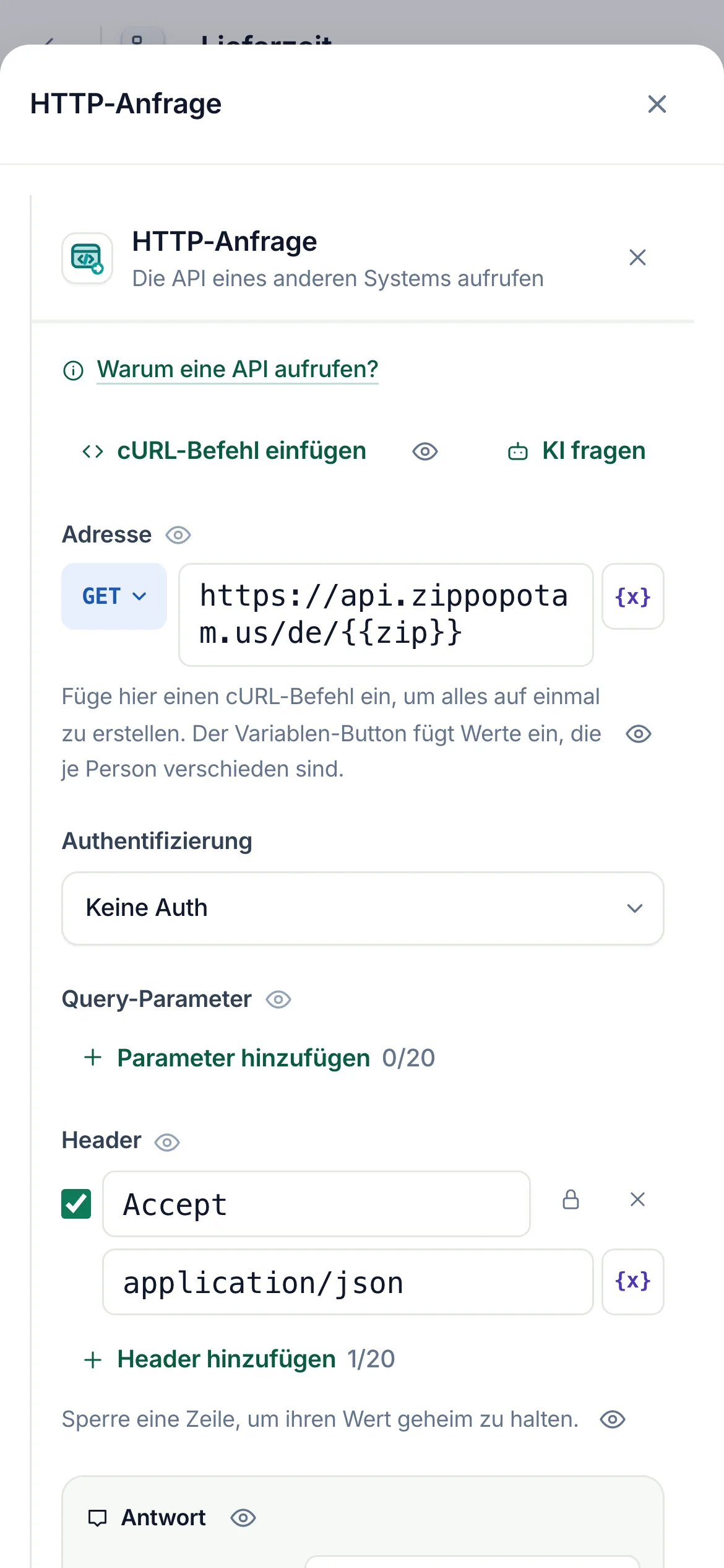 Die Einstellungen des Schritts auf dem Handy.