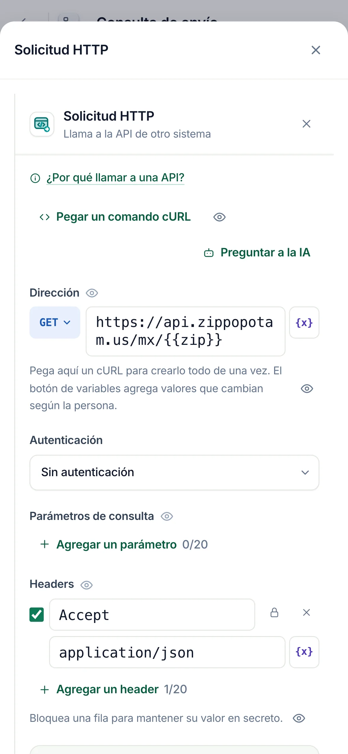 Los ajustes del paso en un teléfono.