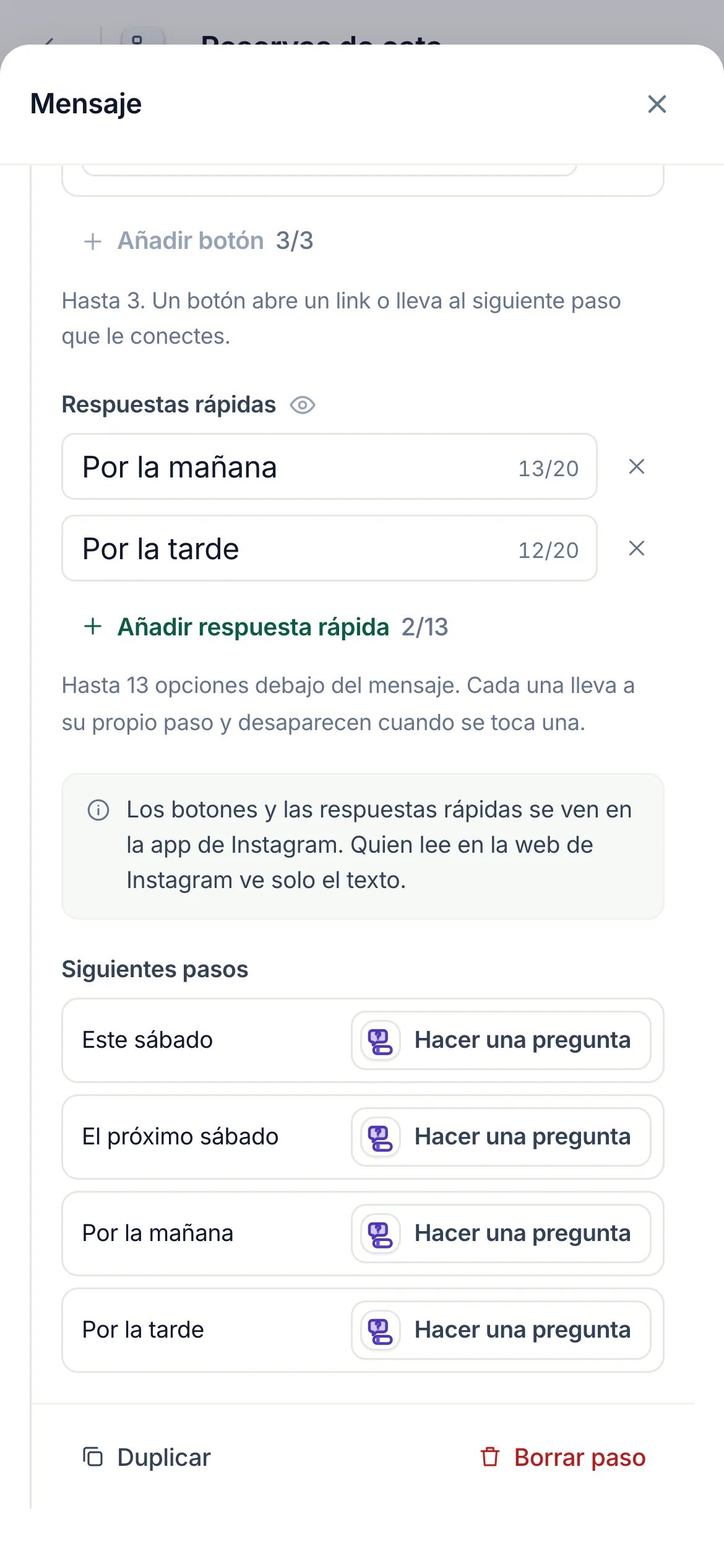 En un teléfono, Siguientes pasos al final de la hoja del paso.