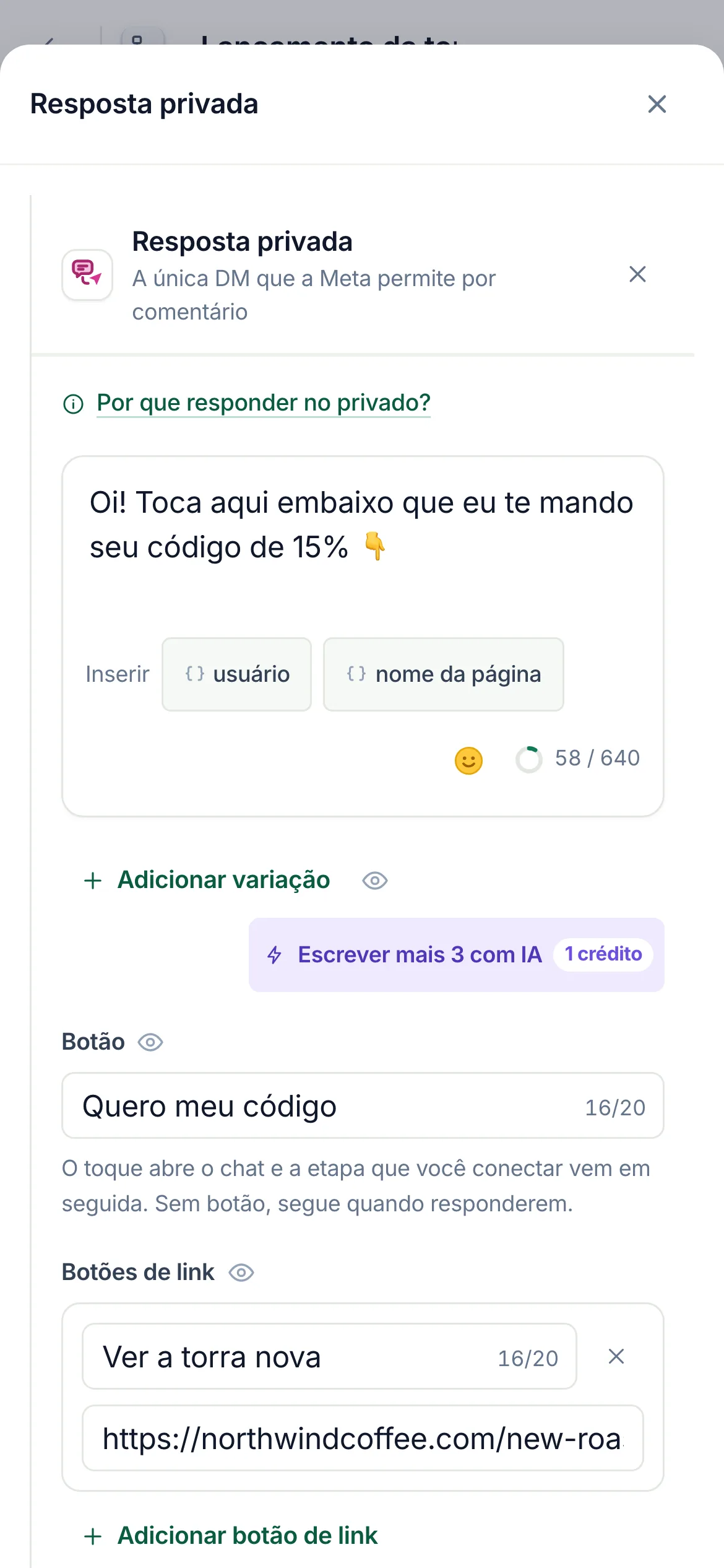 Botão no celular.