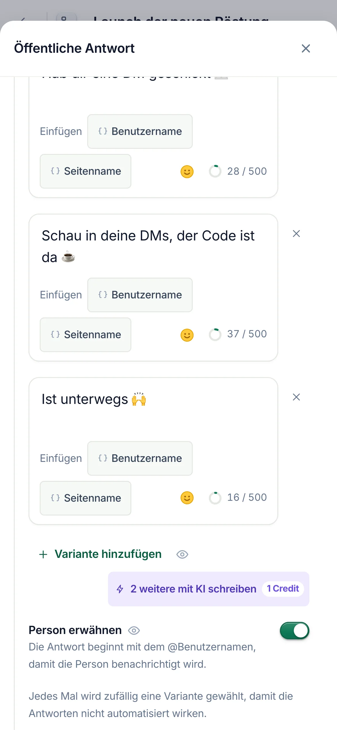 Dasselbe auf dem Handy.
