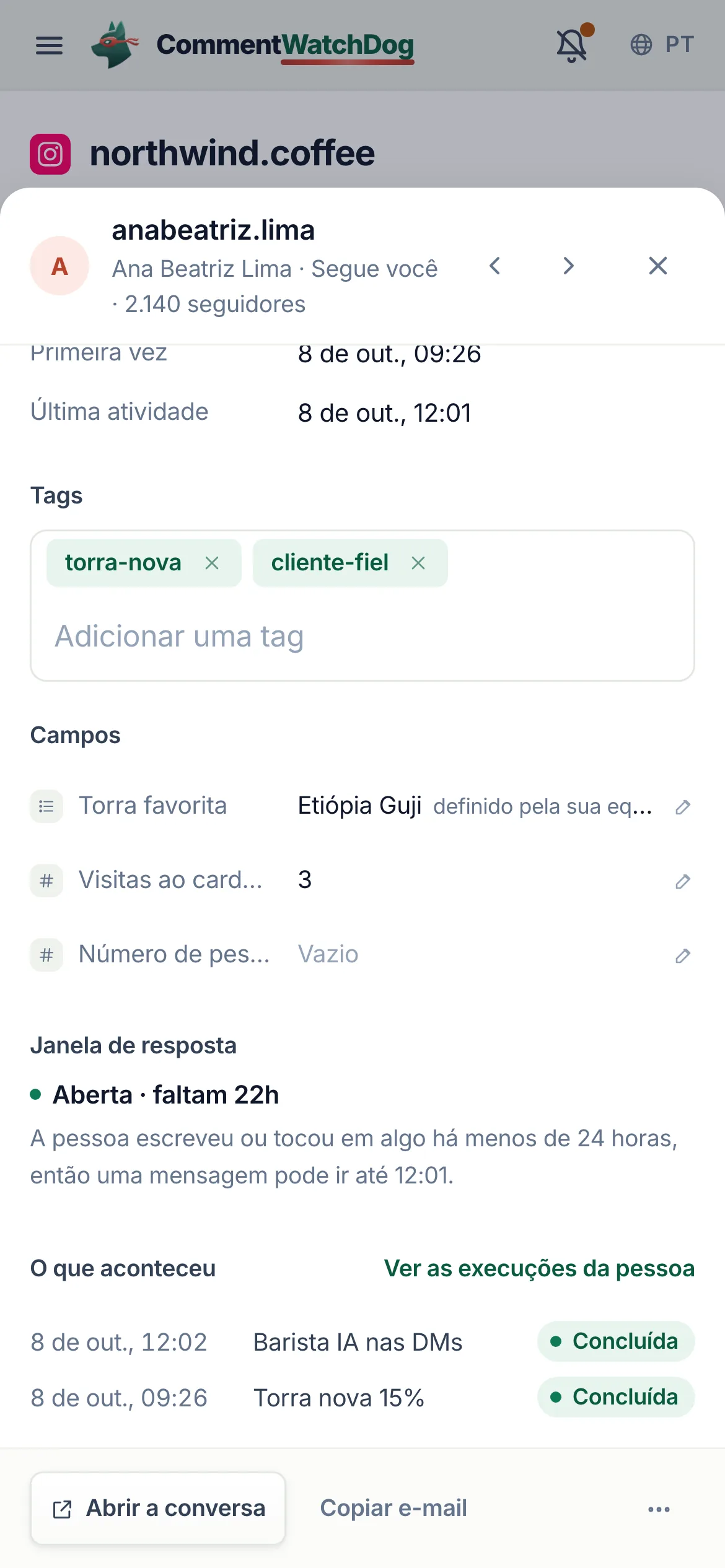 O mesmo em um celular.