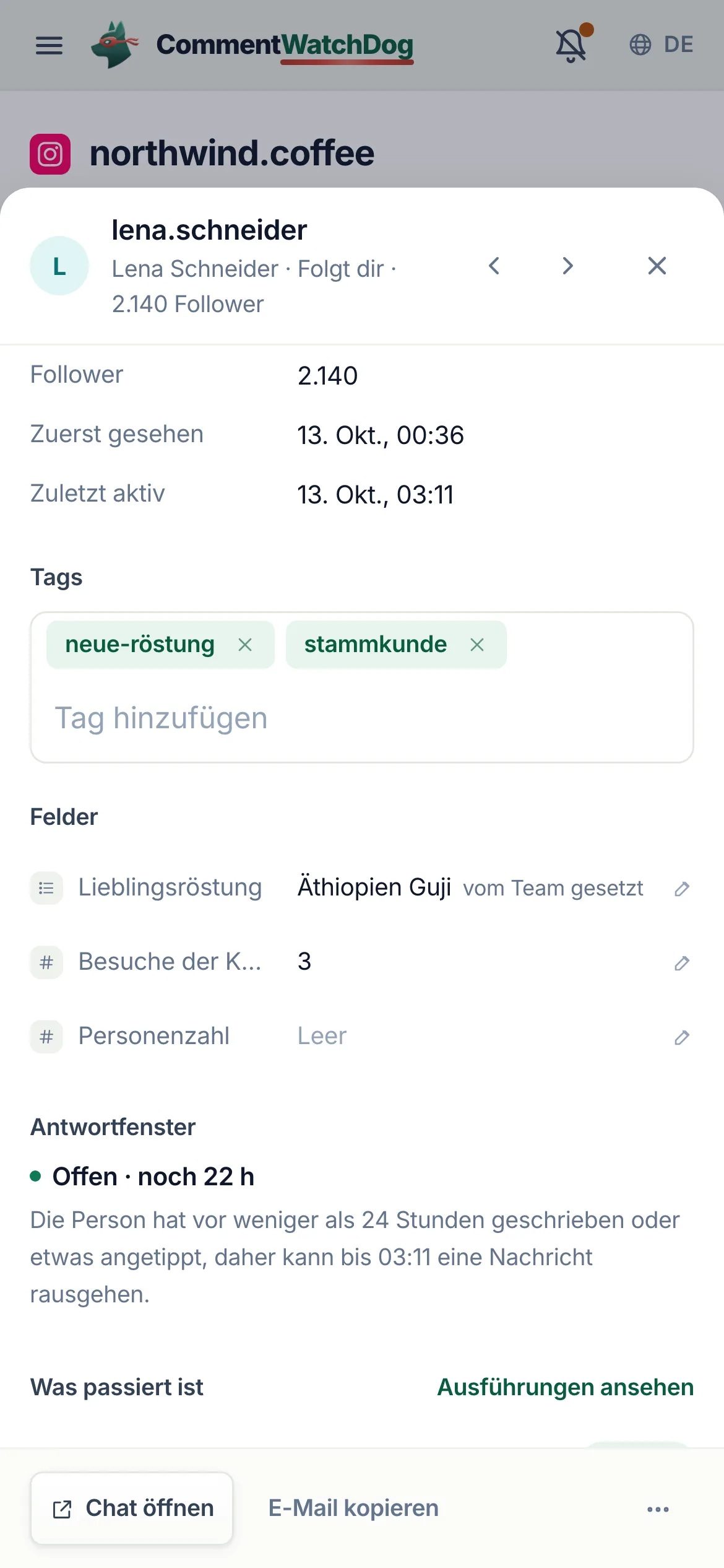 Dasselbe auf dem Handy.