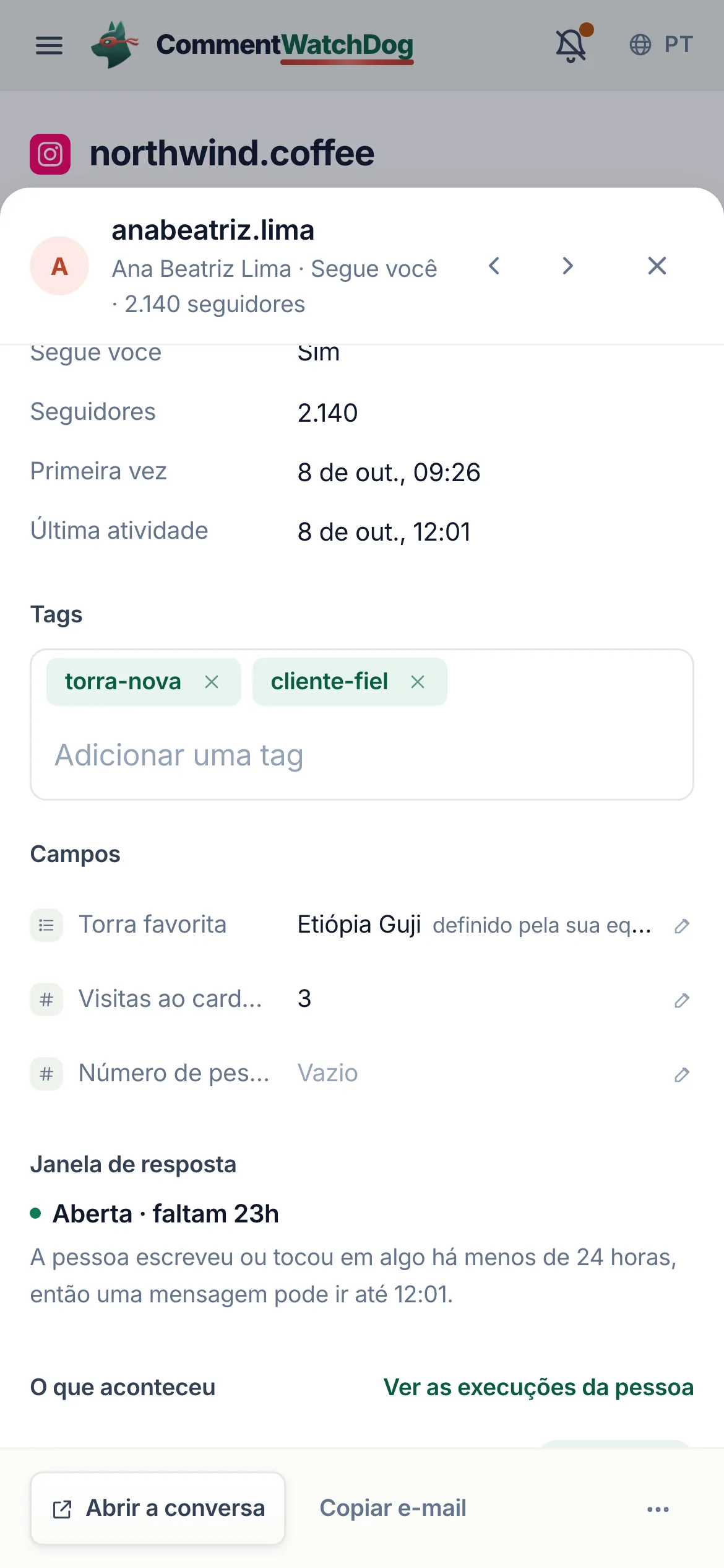 O mesmo em um celular.