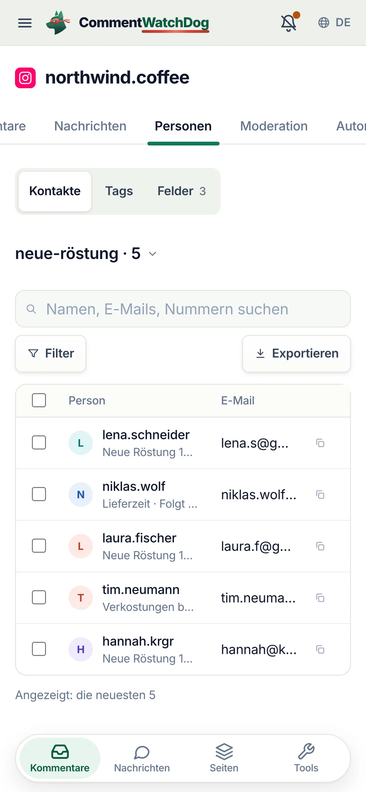 Auf dem Handy stecken die Ansichten im Titel. Hier ist ein Tag ausgewählt.